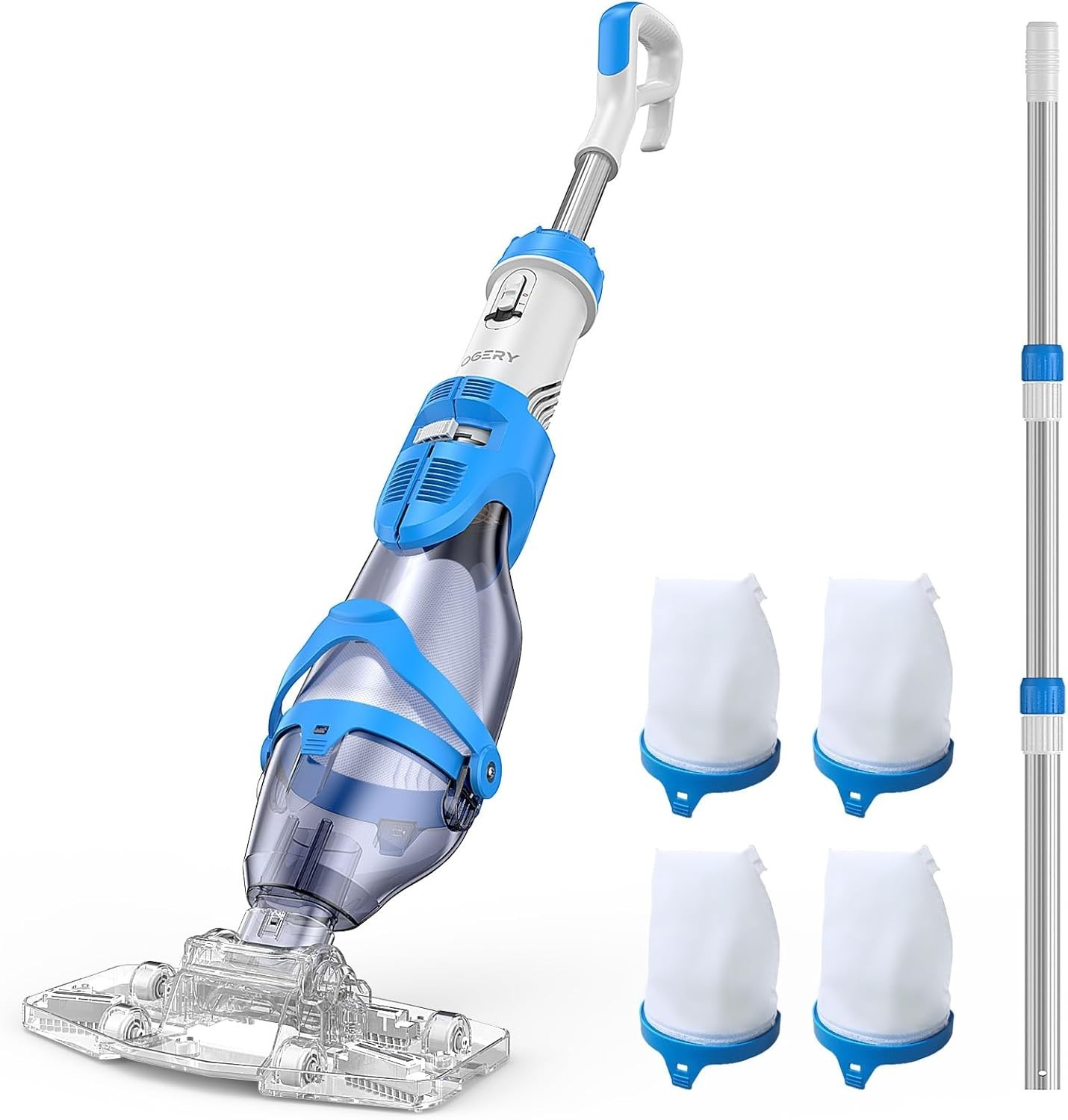 Versatile Cordless Pool Cleaner with 3 Filter Bags & Adjustable Suction Power