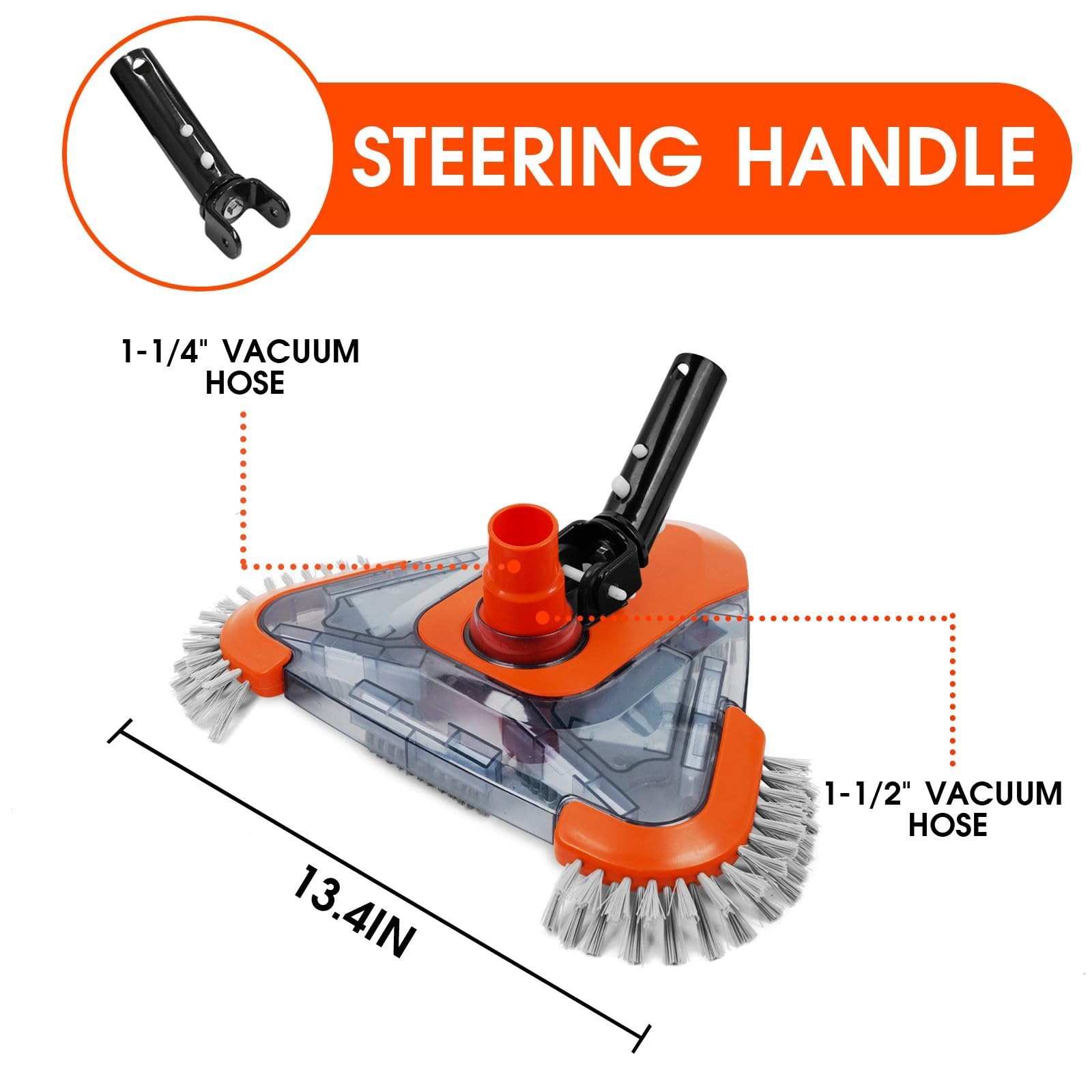 TidyMister Pool Vacuum Head with Side Brush,Universal Triangular vacuum head