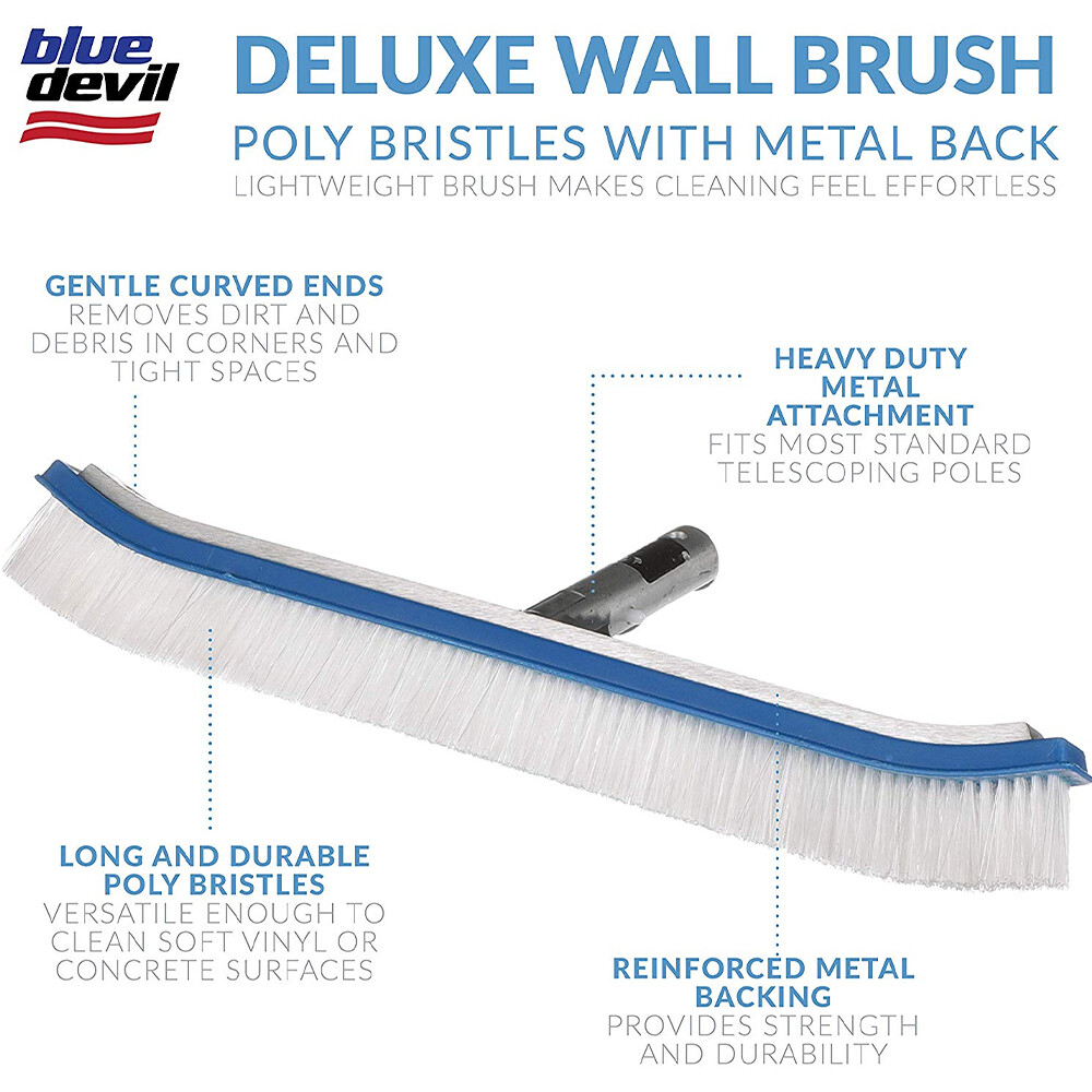 Blue Devil Deluxe All Metal Pool Brush Nylon Bristle Strong 18 inch B3518