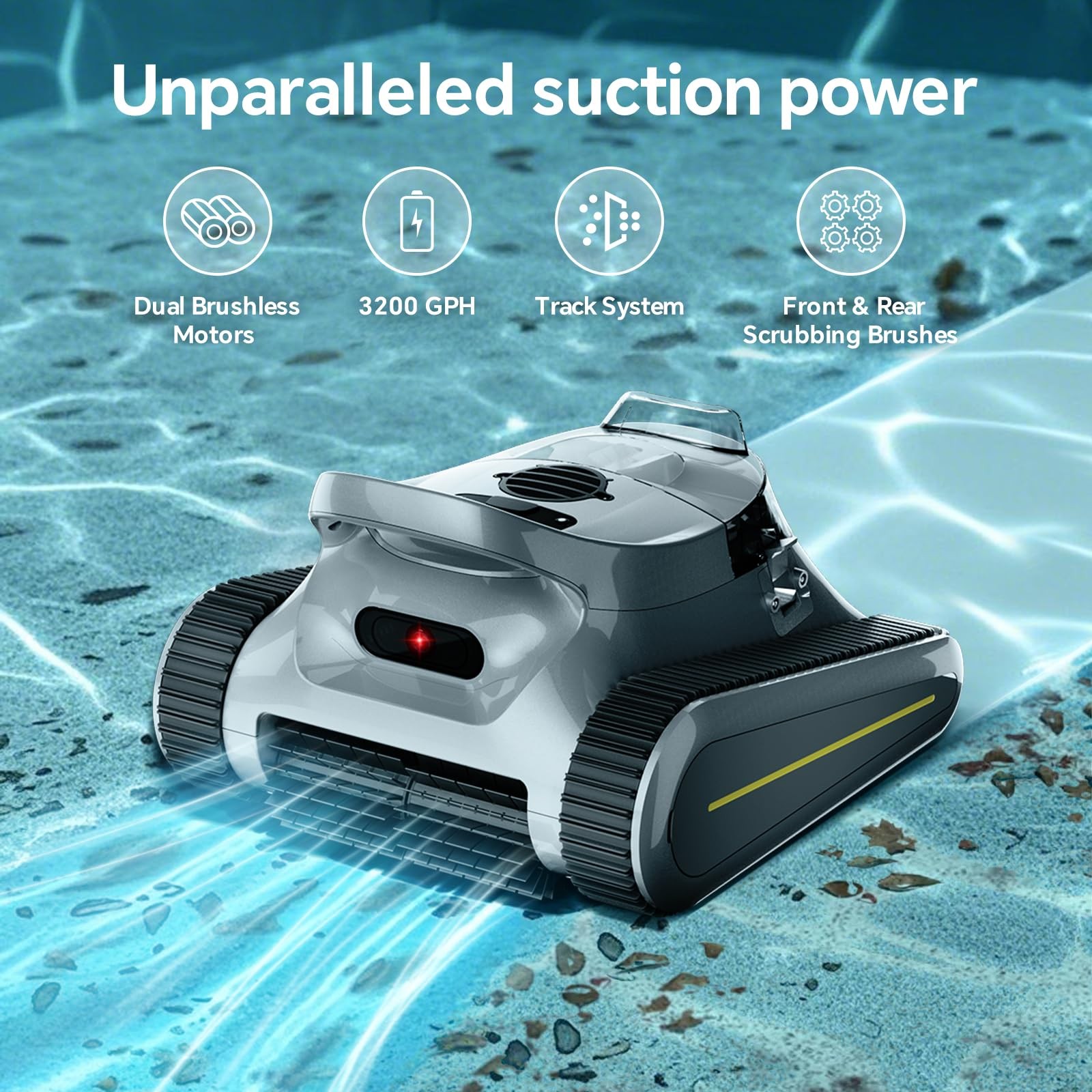 Cordless Robotic Pool Cleaner -Pool Vacuum 180W Brushless Motor, 45,000Pa