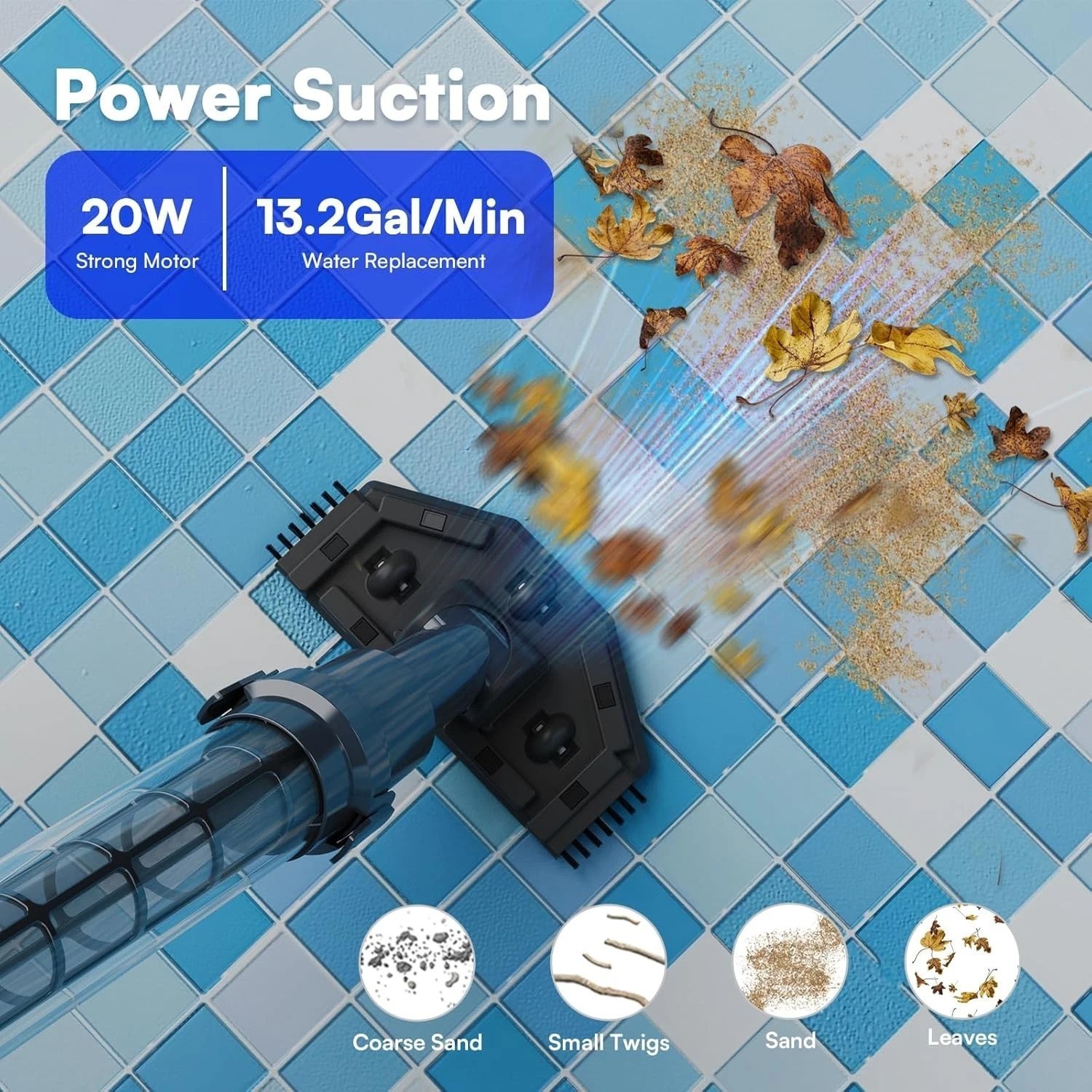 Cordless Hot Tub Vacuum Cleaner – 20W Strong Suction, Low Noise Operation