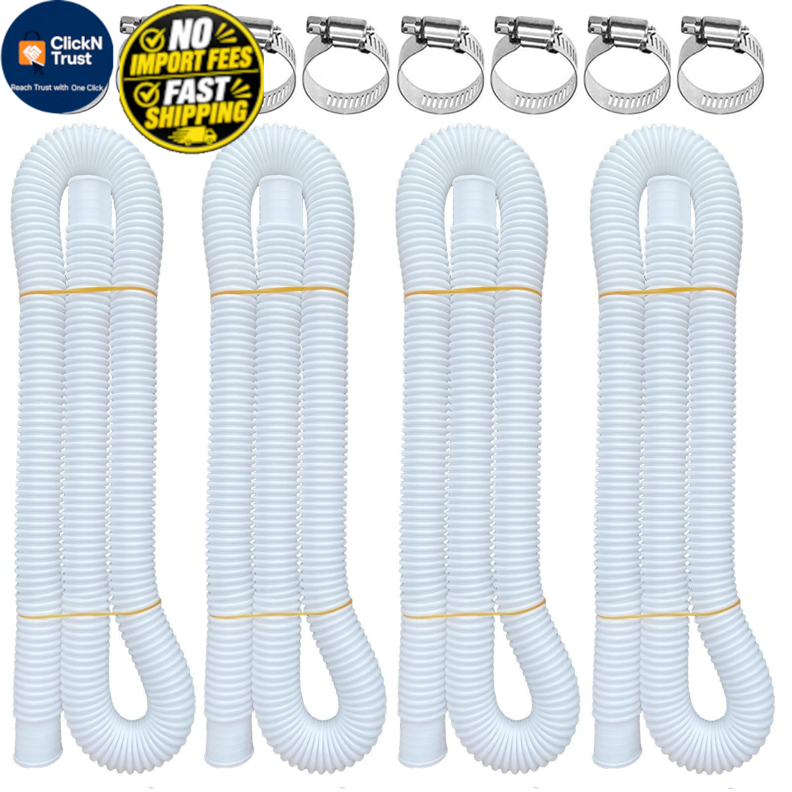 Pool Hoses for Above Ground Pools, 4 Pack 1.25 x 59 Inch 1.25*59inches, White