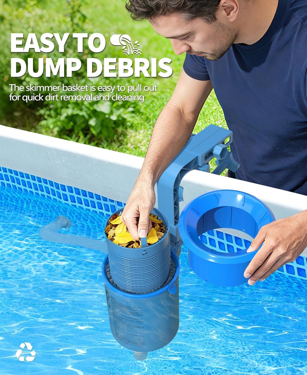 Upgrade above Ground Pool Skimmer Comes with 3 Socks, Anti-Tilt Wall Mount Surfa