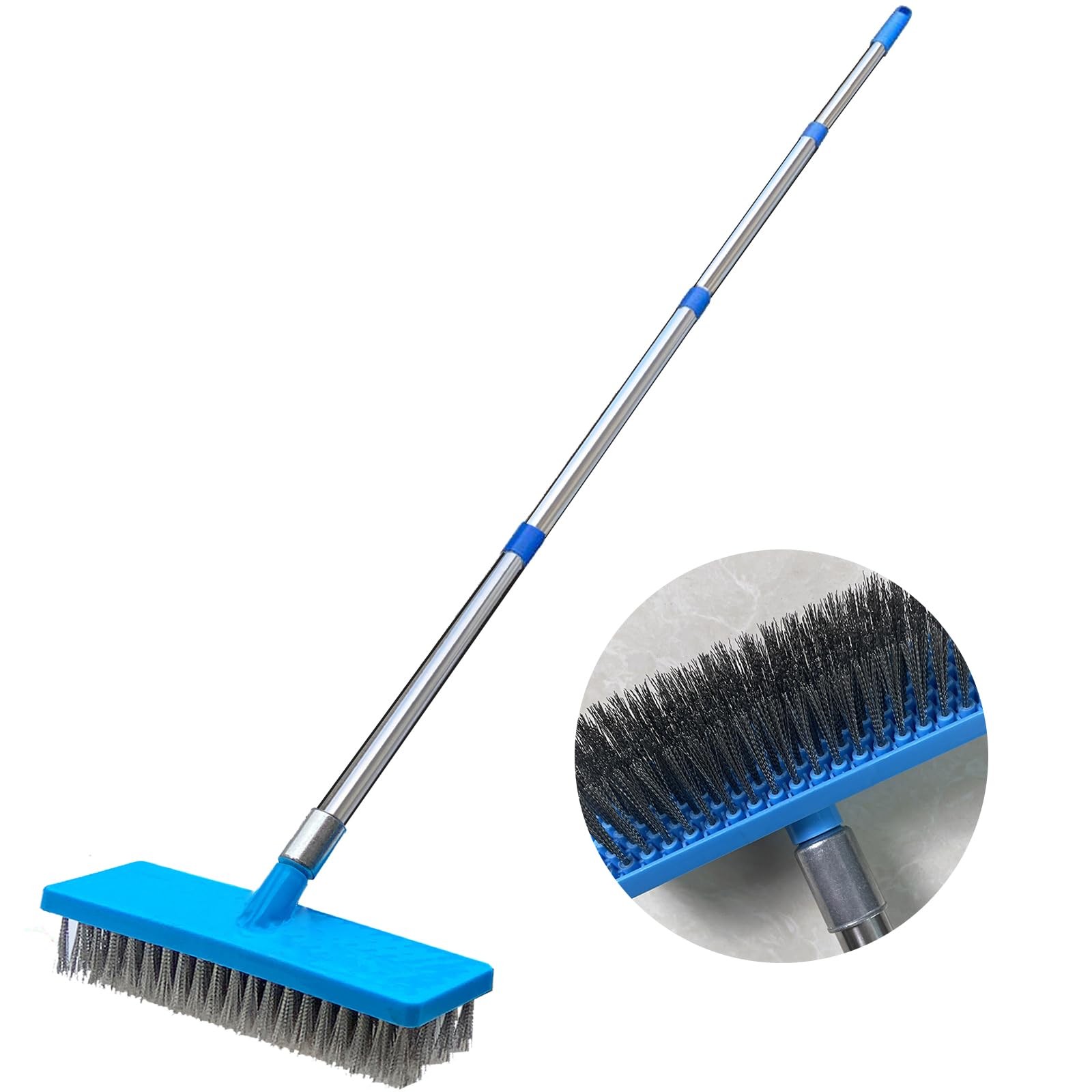 65&Prime; Long Handle Pool Brush – Heavy Duty Stainless Steel Wire Bristle Scrubber…