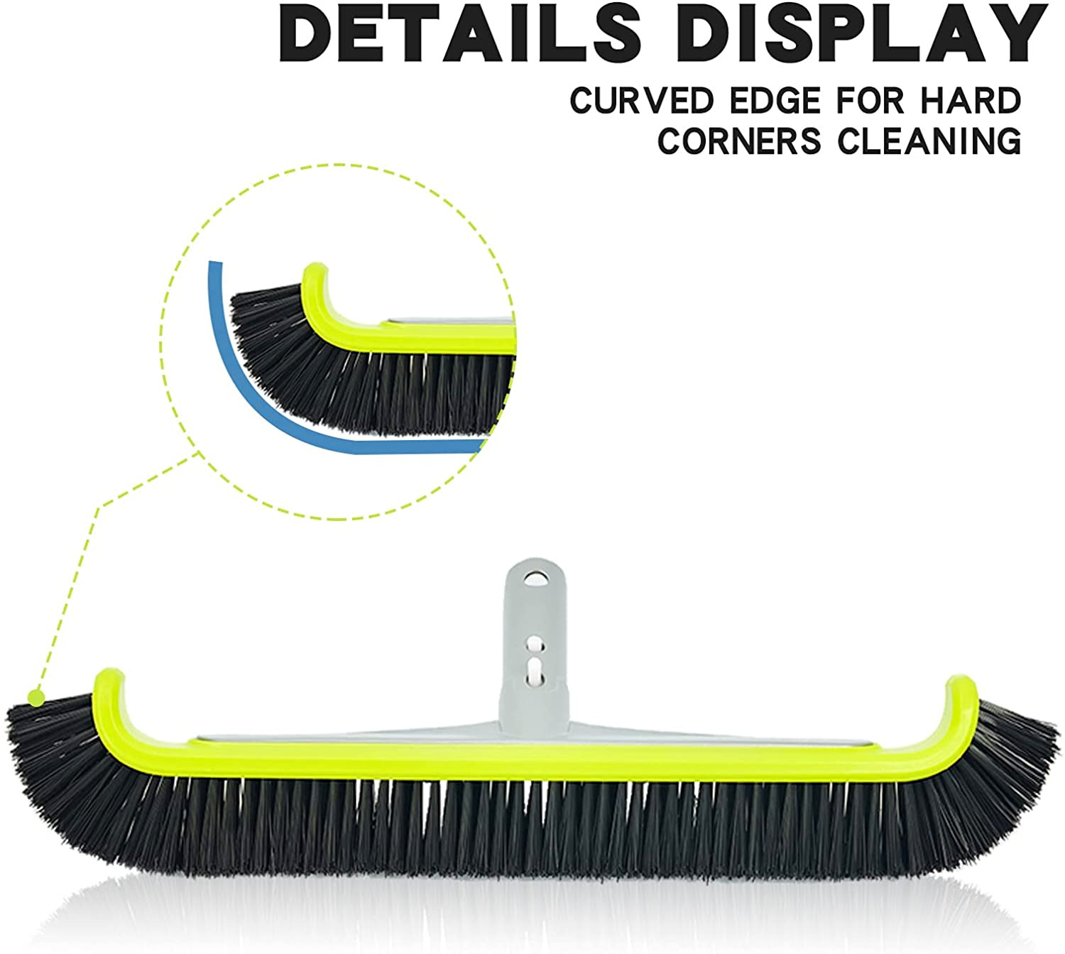 Heavy Duty Pool Brush for Wall & Tile with Reinforced Aluminium Back