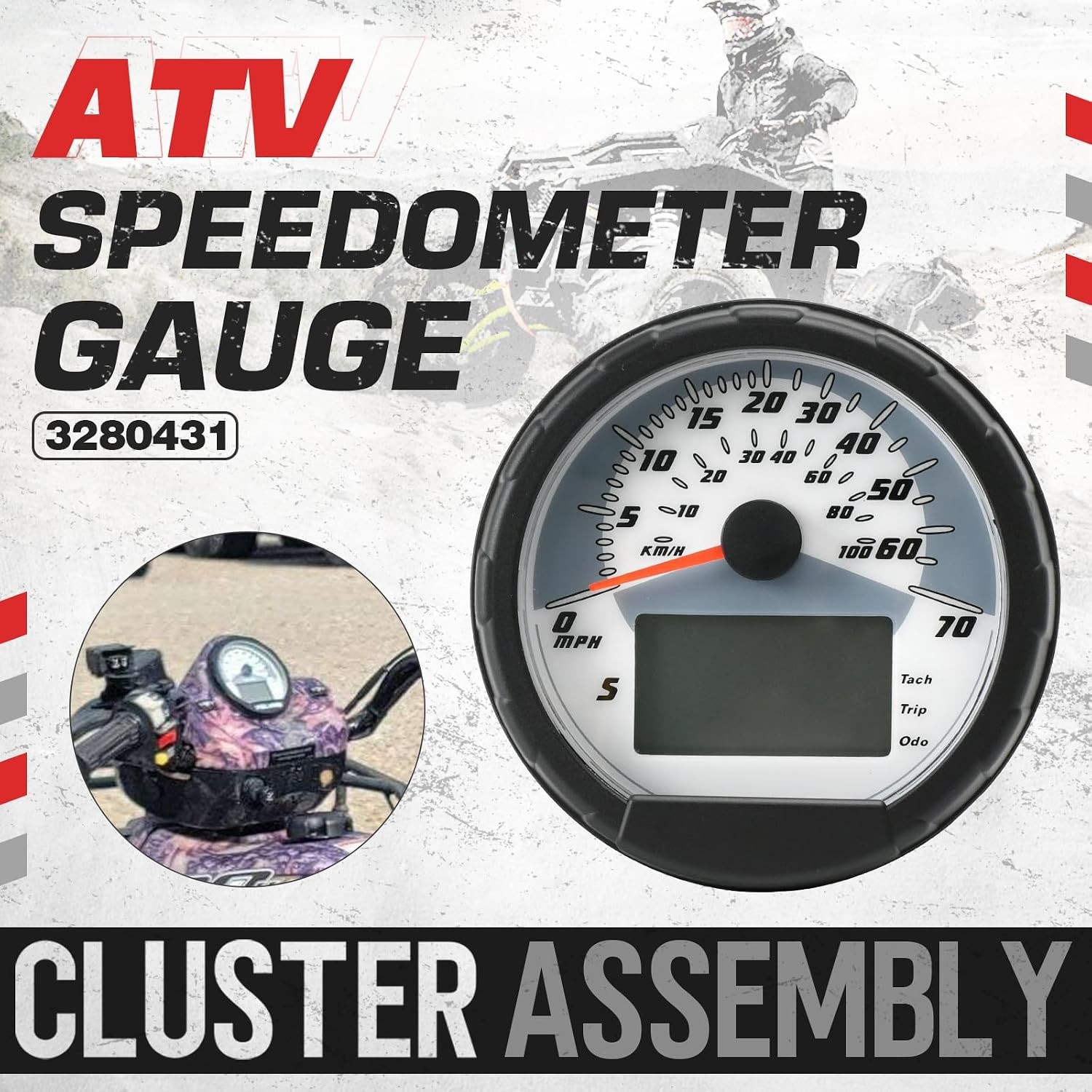 3280431 ATV Speedometer Gauge Cluster Assembly Compatible with Polaris Sportsman