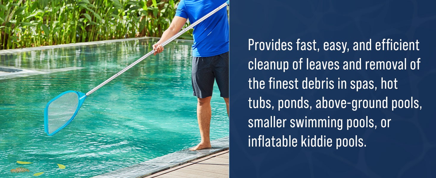 Pool and Spa Skimmer Net with Pole, Handheld Fine Mesh Pool Skimmer Net – Hand