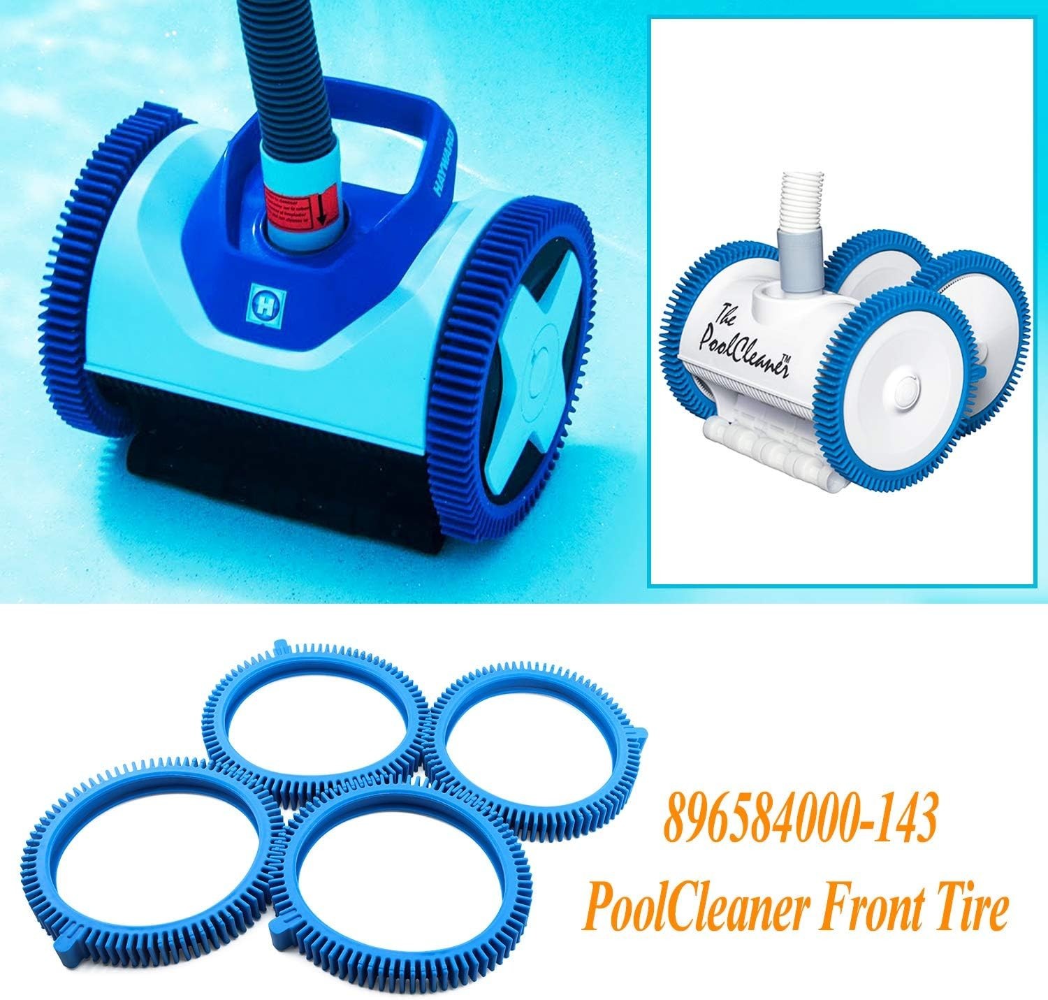 Durable 4 Pack Blue Front Tires for Hayward Pool Cleaners – Easy Install
