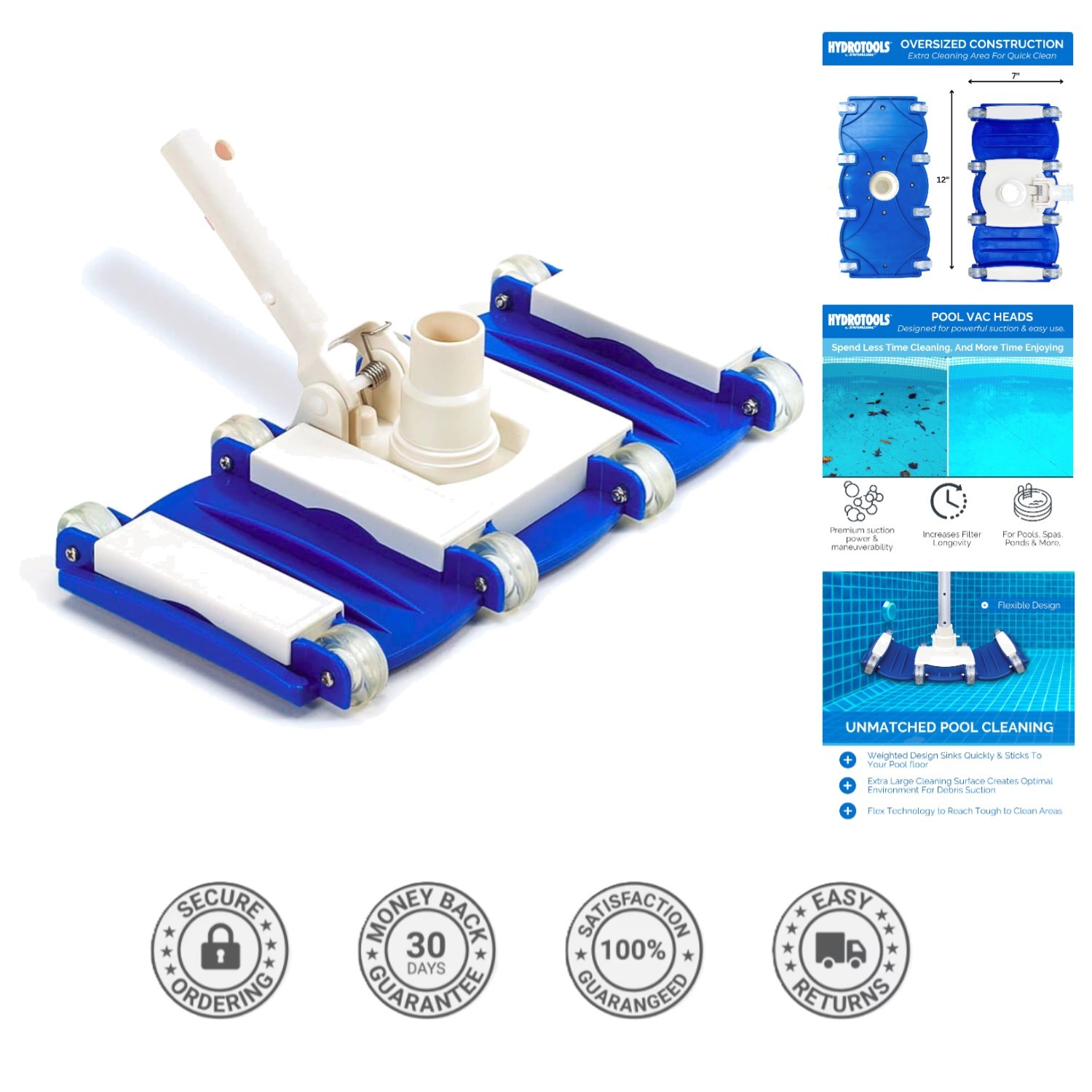 Hydrotools Heavy Duty Swimming Pool Vacuum Head – Extra Wide & Easy to Maneuver