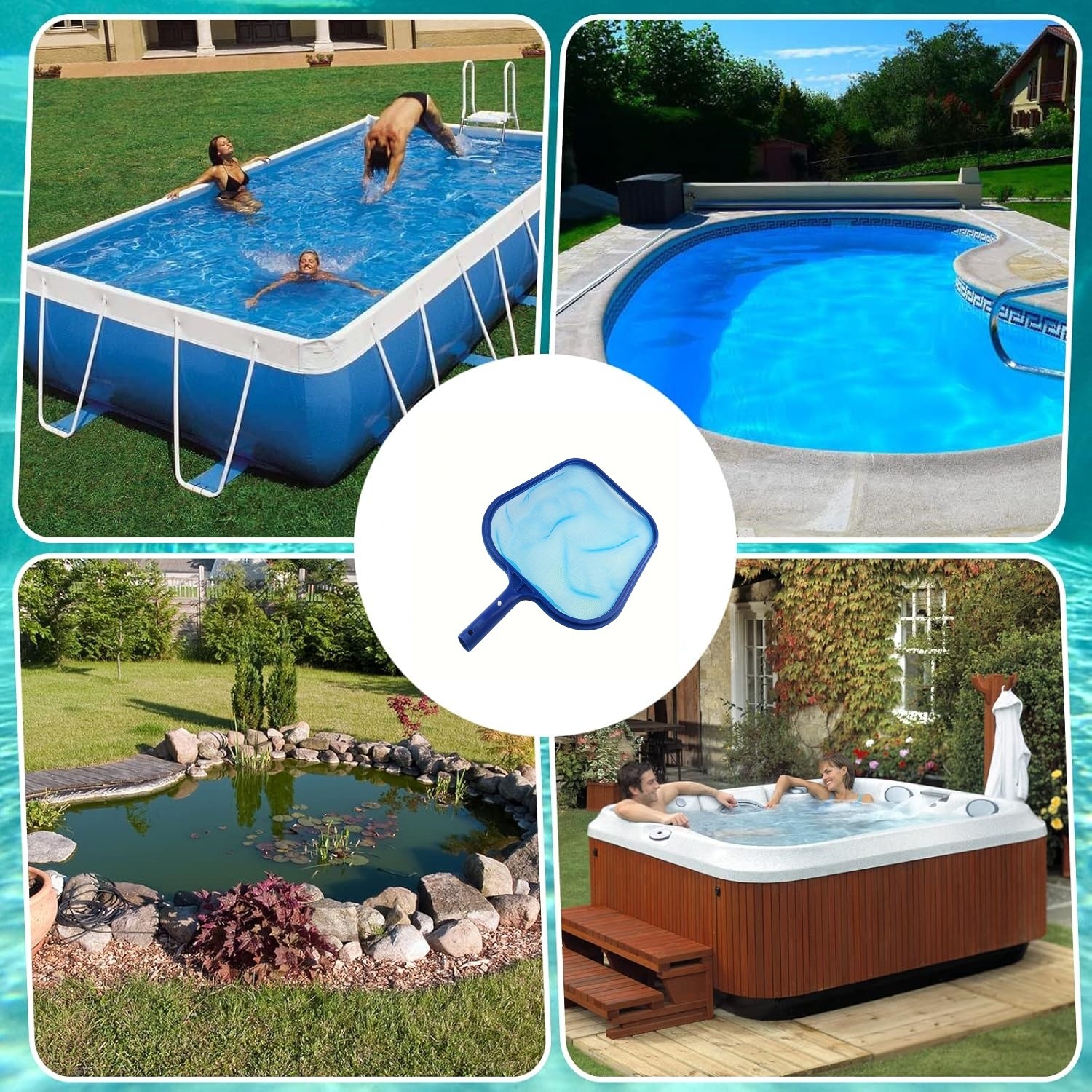11&Prime; Swimming Pool Leaf Skimmer Net, Clean Pool, Spa, Pond, Remove Leaves, Debris