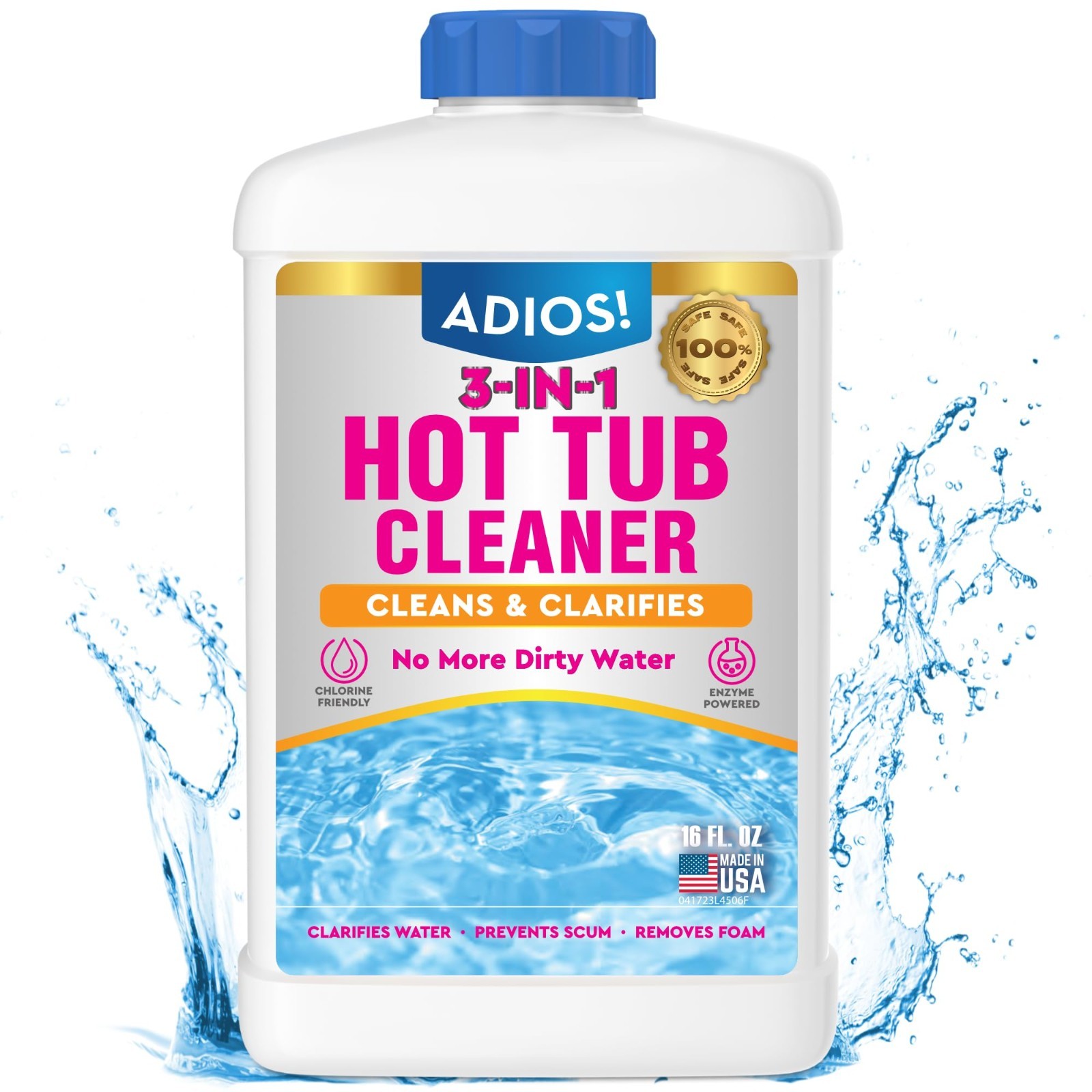 3-in-1 Spa Cleaner – Clarifies Water, Eliminates Scum & Foam, 16oz Chlorine/Brom