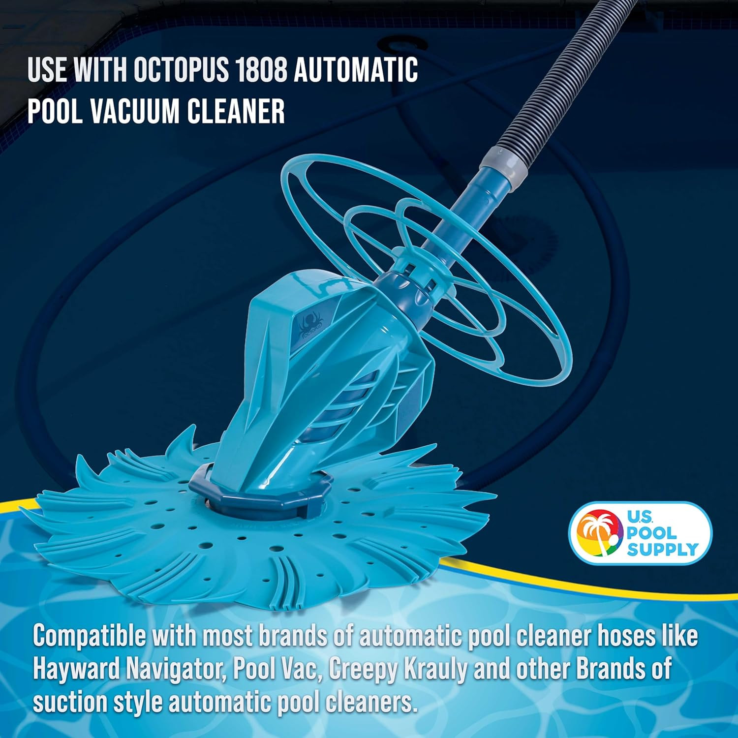 Pool Vacuum Hose, 8 Piece Pool Hose Set – 40&Prime; Blue Flexible Spiral Wound Connect