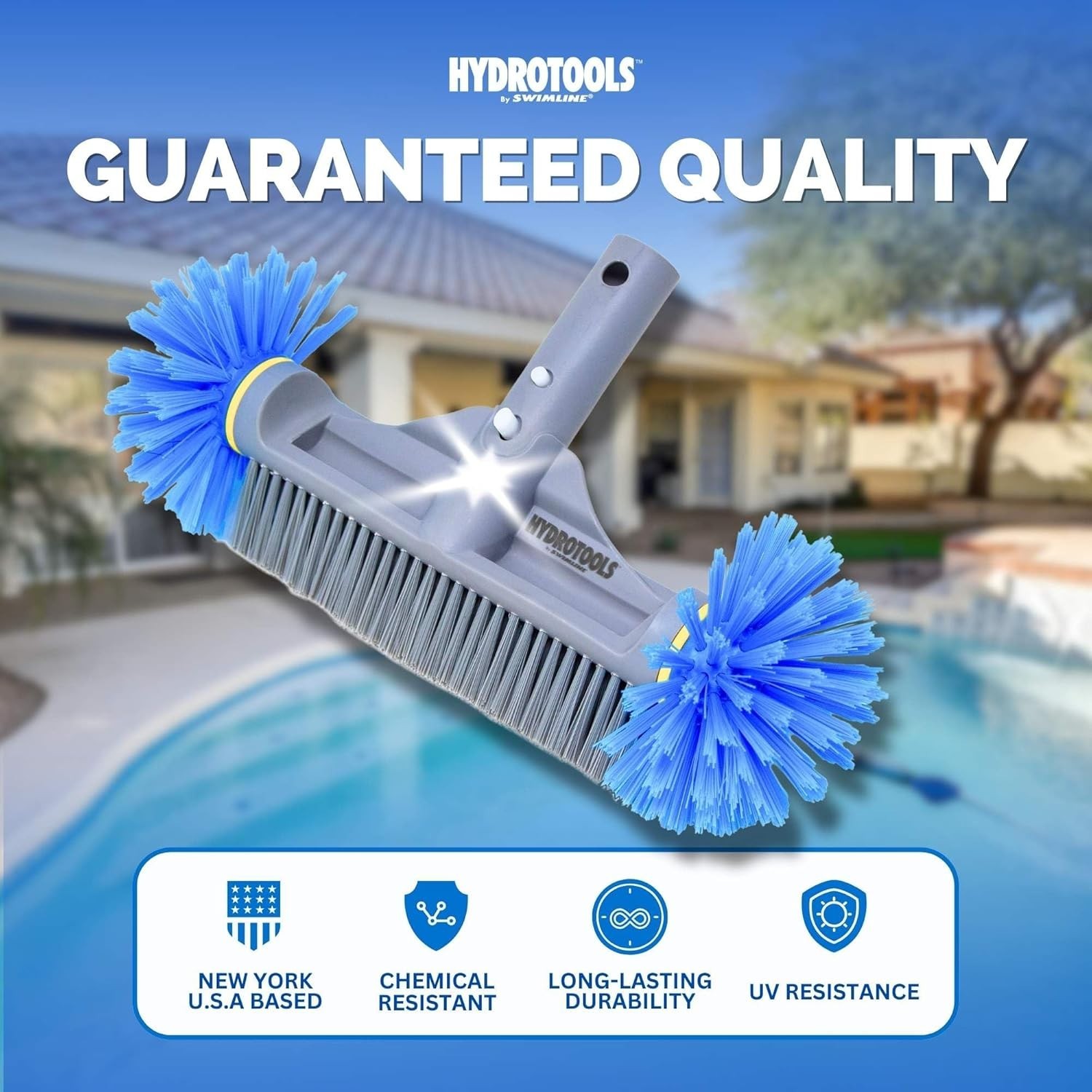 Safe & Easy-to-Use 12.5-Inch Pool Brush Head – Double Reinforced & USA-Supported