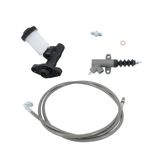 Master and Slave Cylinder and Stainless Clutch Line Kit Replacement for Mazda