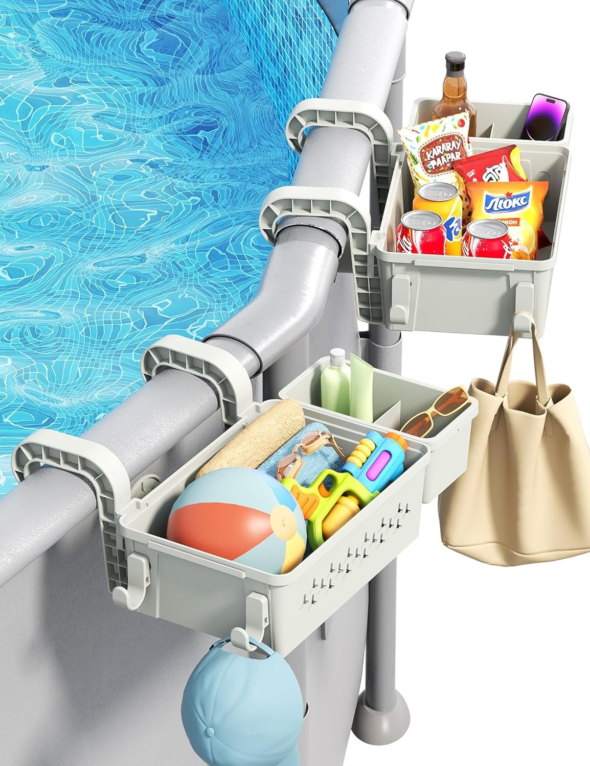 [PATENTED] 2026 Upgrade 2 Sets Poolside Storage Basket Original Above Ground