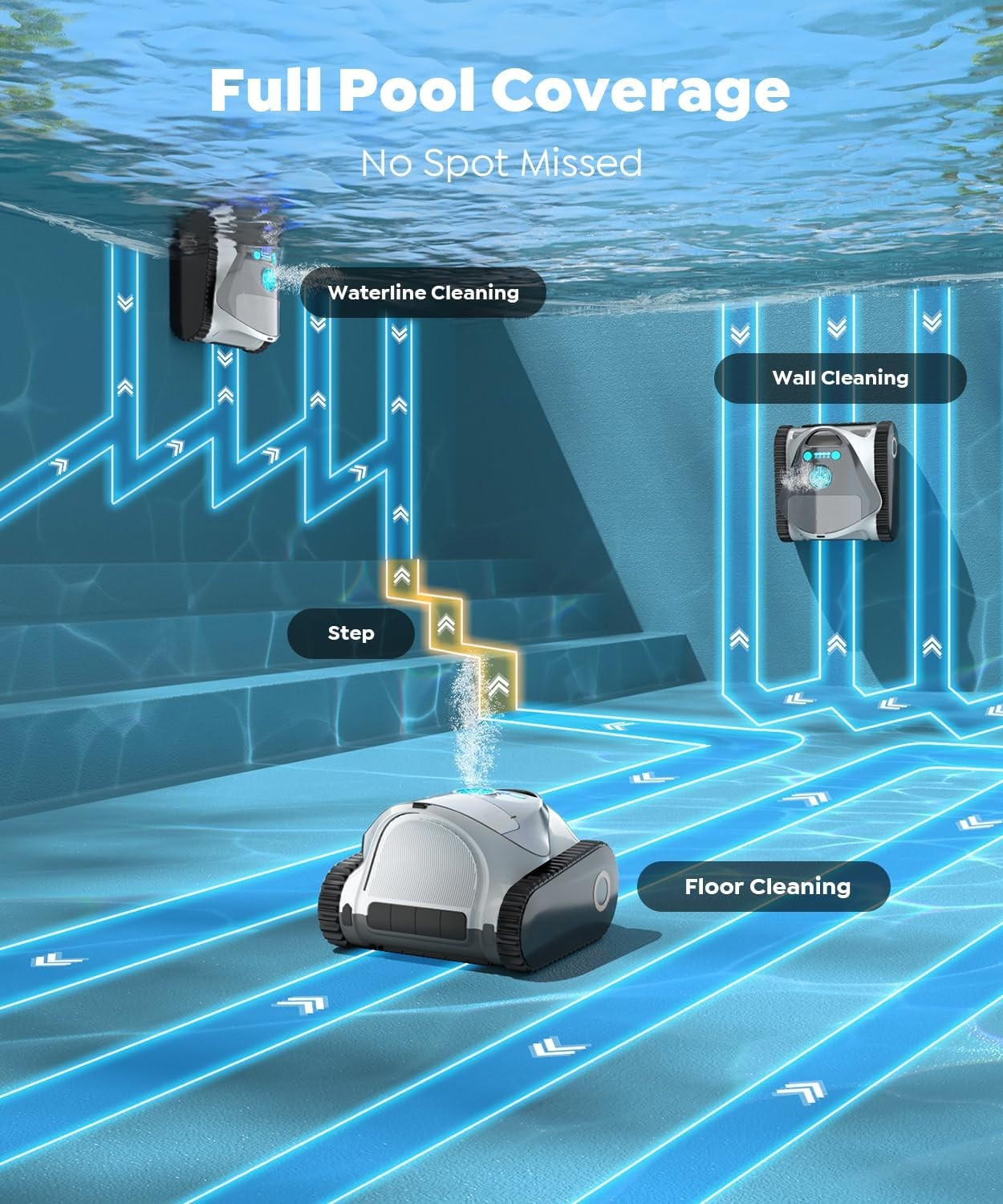 TALOSBO C1 Cordless Robotic Pool Vacuum Cleaner – Black/White
