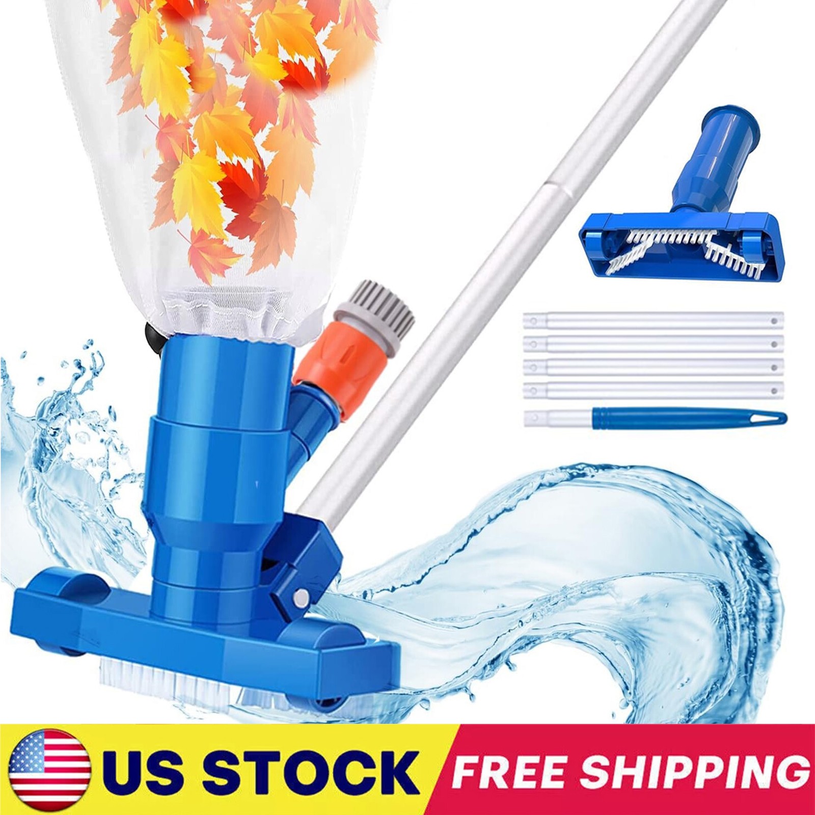 Handheld Vacuum Swimming Pool Jet Cleaner 5Section Pole Ground Spa Pond Fountain