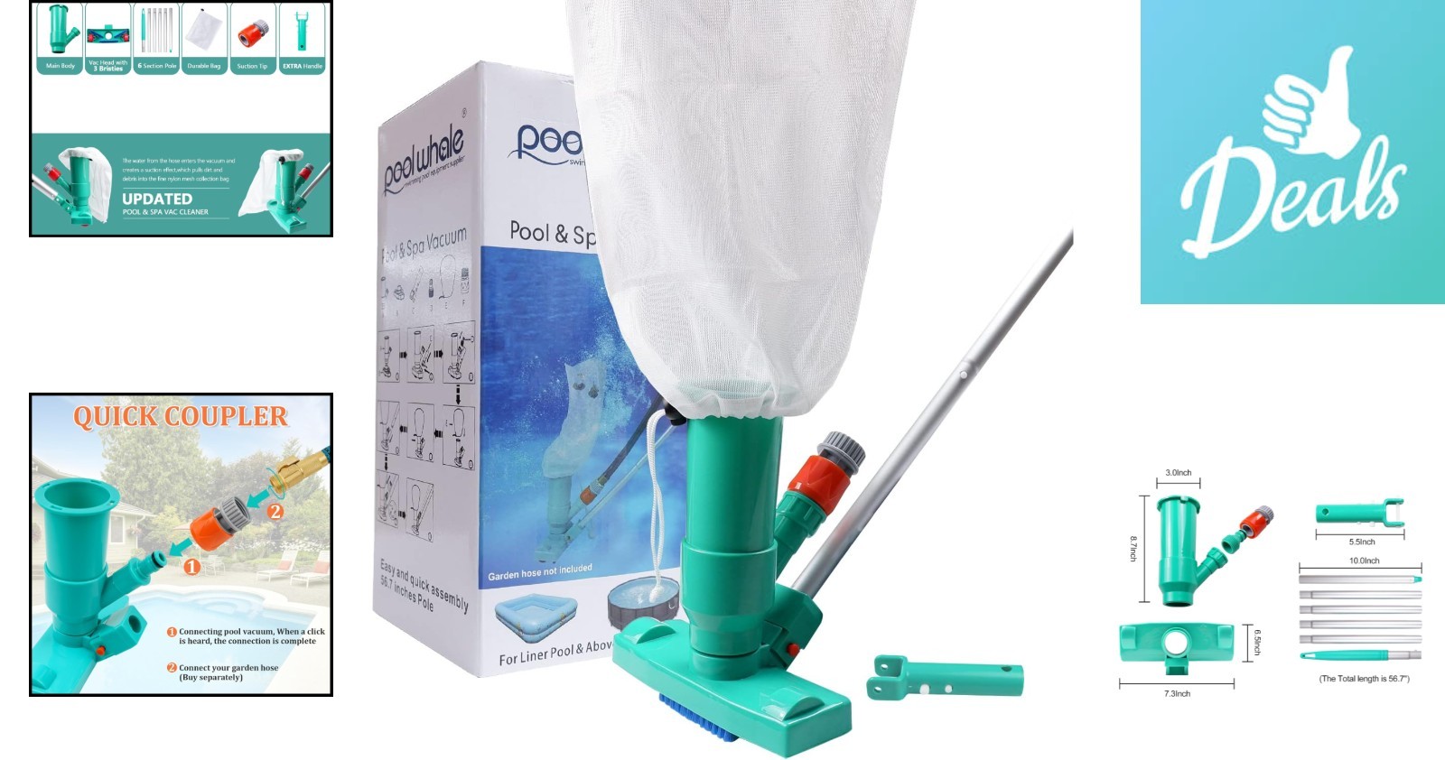 Multi-Functional Pool and Pond Vacuum with Touch Control – No Electricity Needed