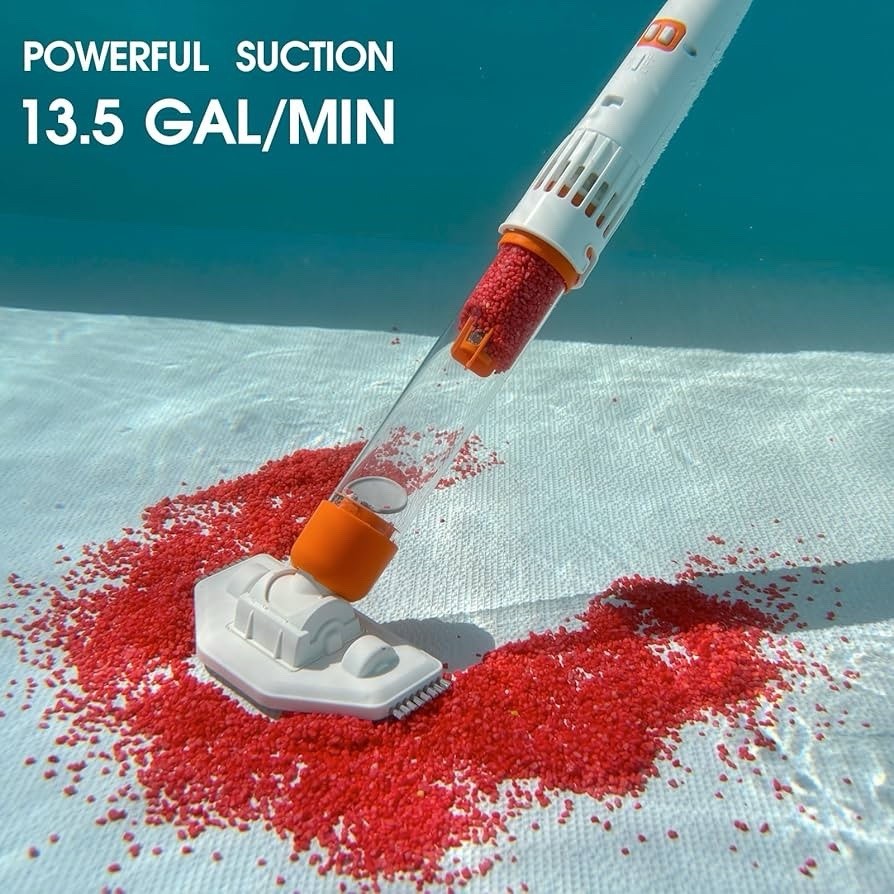 3-in-1 Pool Spa Vacuum Cleaner Rechargeable 25µm Filter Orange