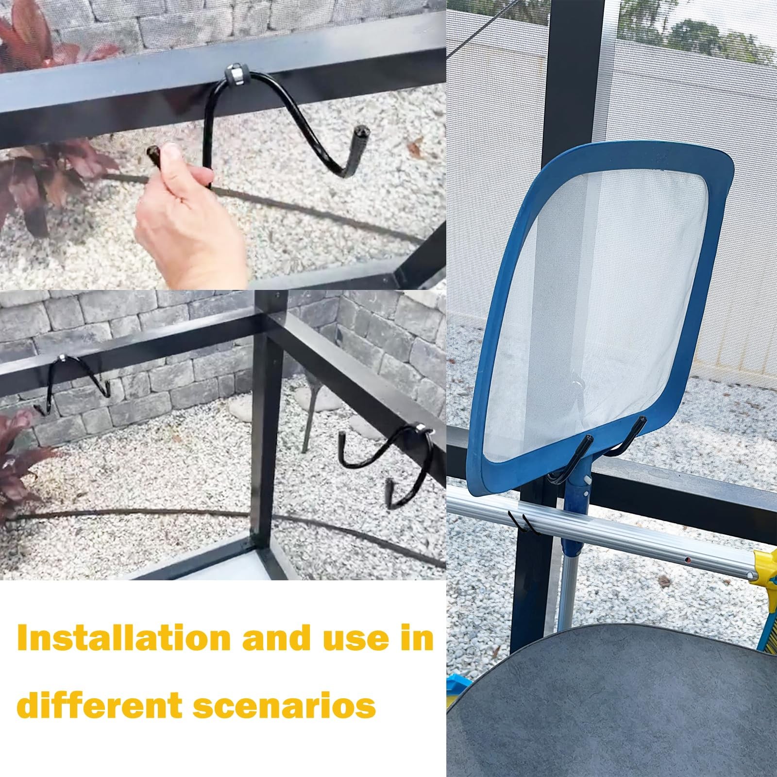2 Pack Pool Pole Hanger/Hook, Pool Cleaning Tool Holder and Organizer for Poo…