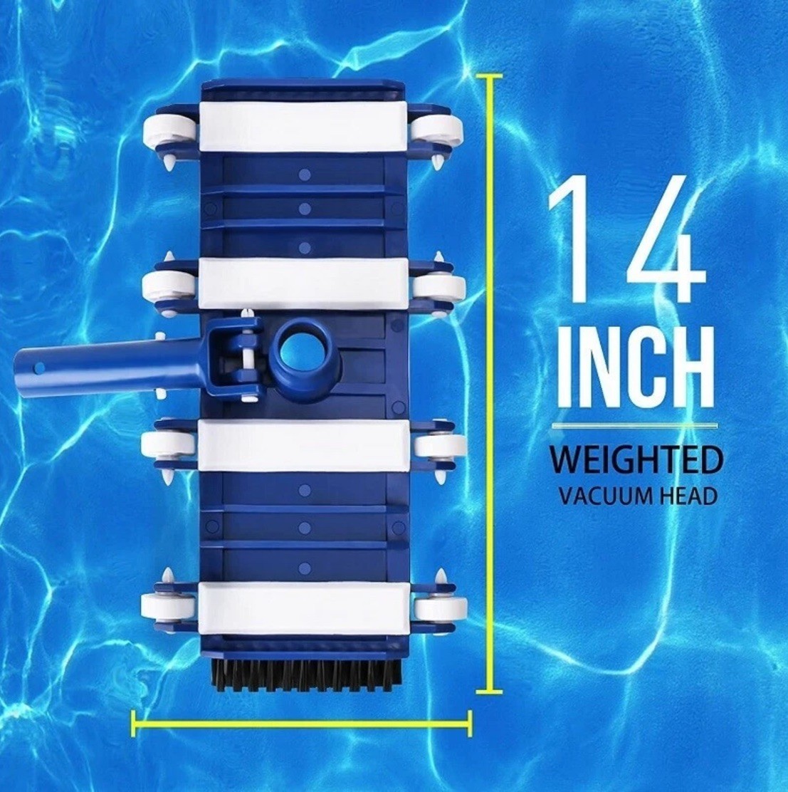 14 Inch Heavy Duty Pool Vacuum Head with Wheels for Easy Cleaning