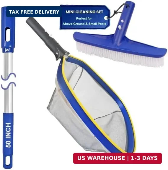 Poolvio Swimming Pool Cleaning Kit, 14 » Brush Head & 50 » Telescopic Aluminum P