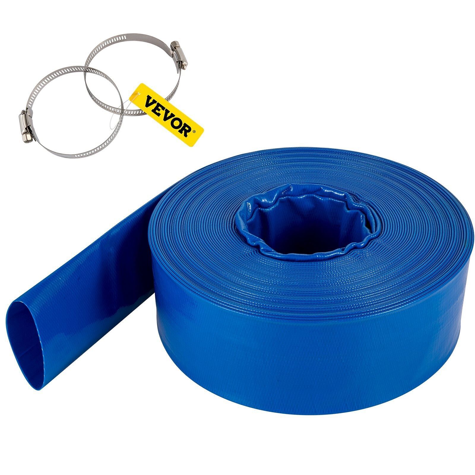 VEVOR Discharge Hose, 3&Prime; x 105&prime;, PVC Lay Flat Hose, Heavy Duty Backwash Drain Ho