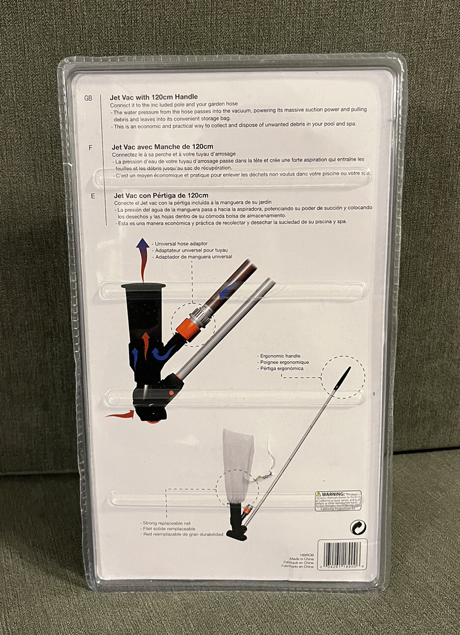 Robelle Jet Vac Kit w/ 5&prime; Pole Swimming Pool Spa Hot Tub Vacuum Pole Attachment