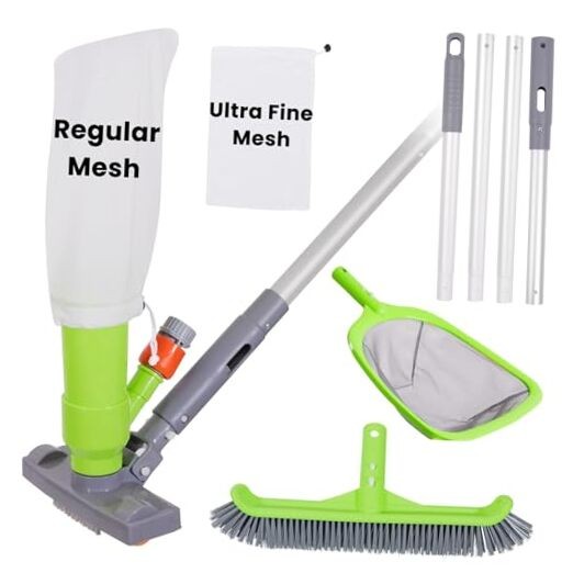 Deluxe Swimming Pool Cleaning Kit with Spa Jet Vacuum Cleaner,Brush, Semi