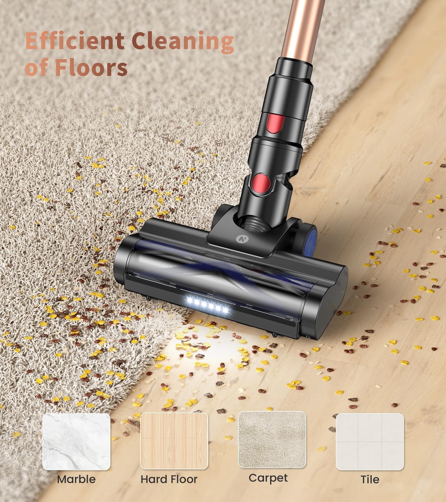 NADALY Cordless Vacuum Cleaner, Powerful Stick Vacuum with 45min Runtime, Ant…