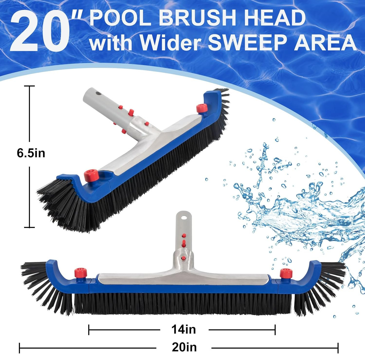 Deluxe Swimming Pool Cleaning Kit Including 20 » Pool Brush Head & Heavy Duty Po