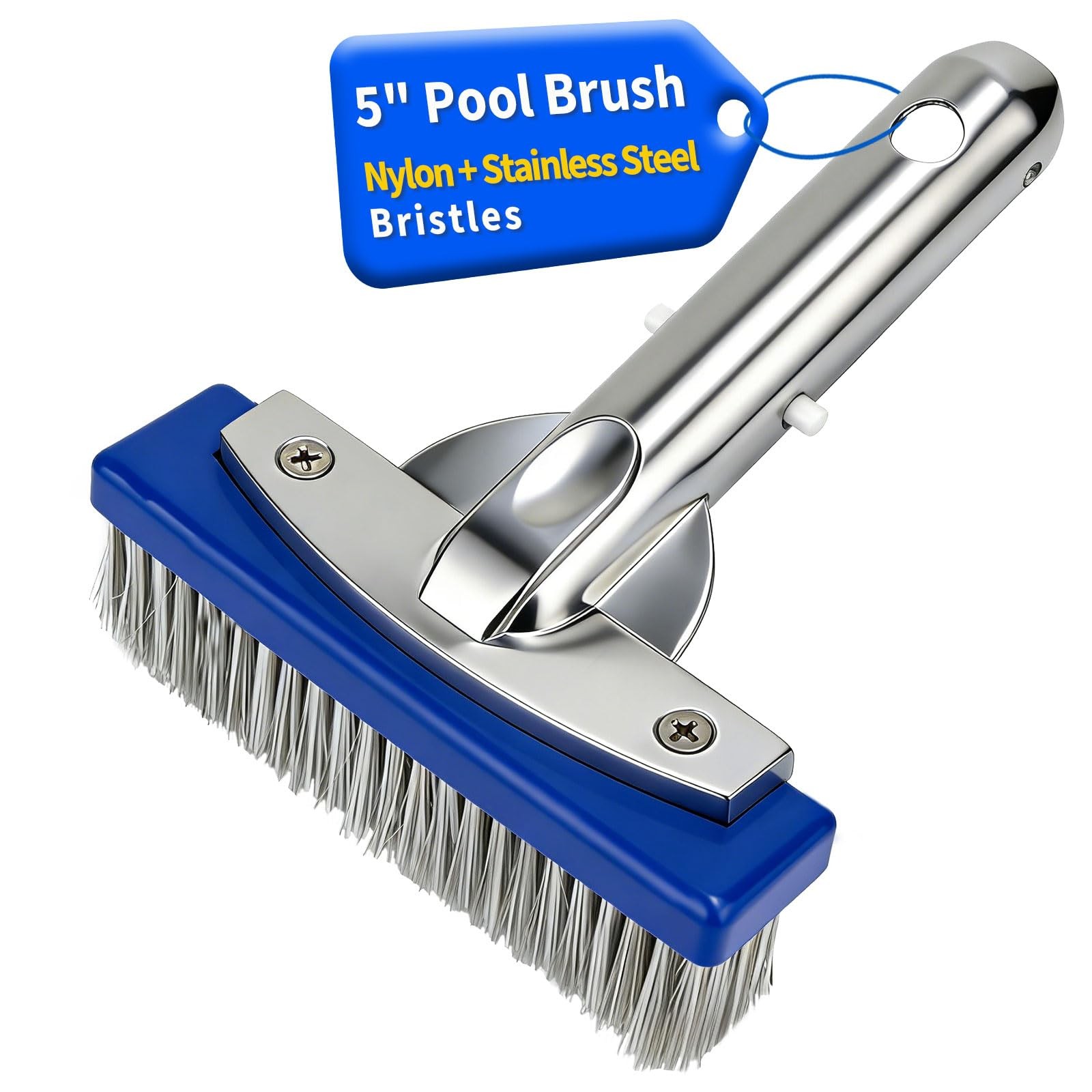 5-Inch Pool Brush Head – Combo Nylon & Stainless Steel Wire 5 INCH, Blue