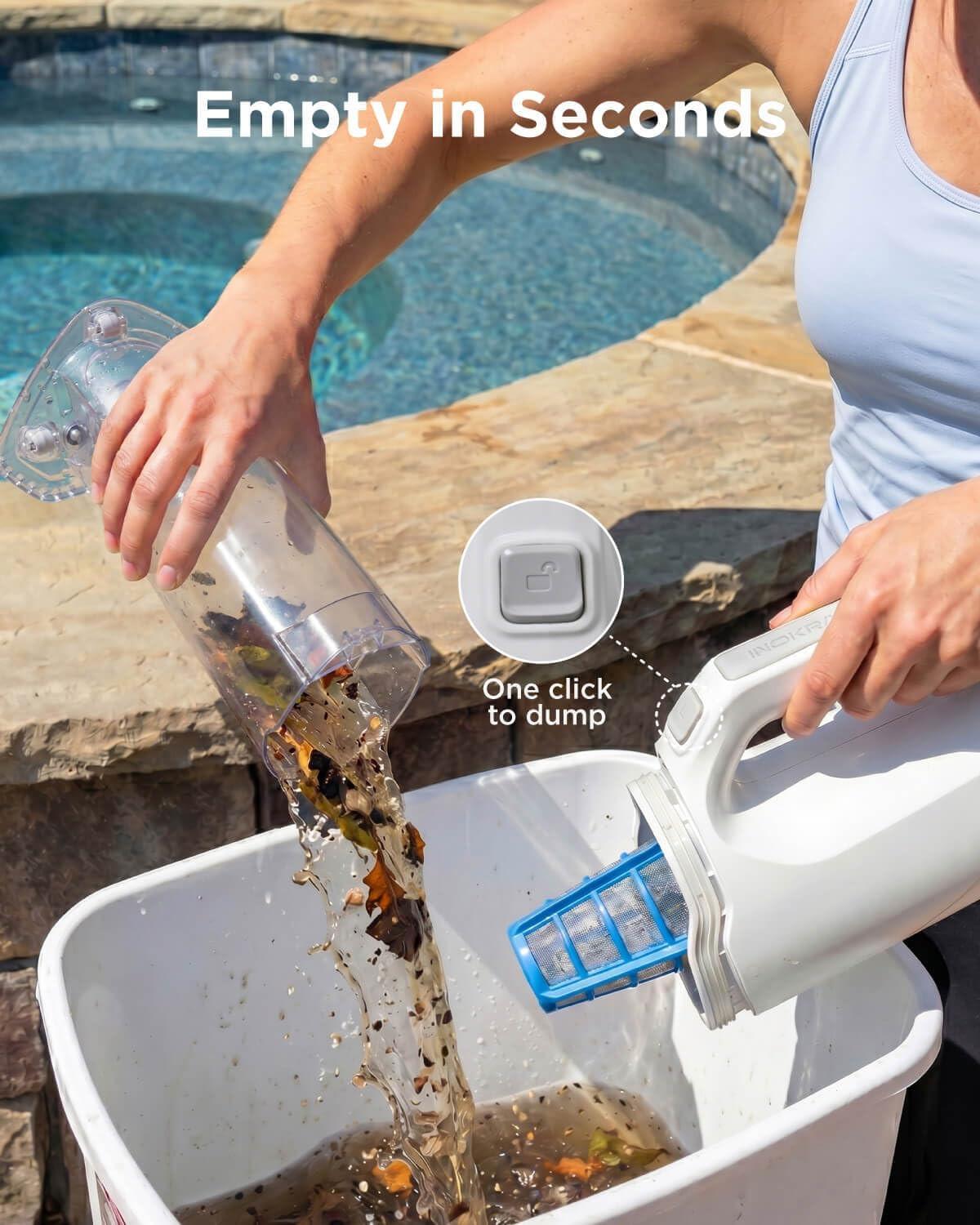 2-In-1 Cordless Handheld Pool Vacuum & Hot Tub Cleaner, Swap-On Replaceable Batt