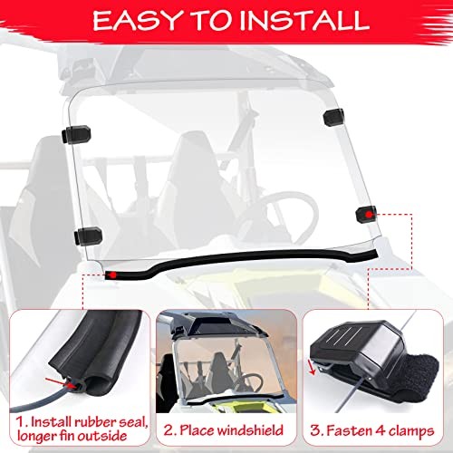 Scratch-Resistant UTV Front Full Windshield Compatible with Polaris RZR 800 S