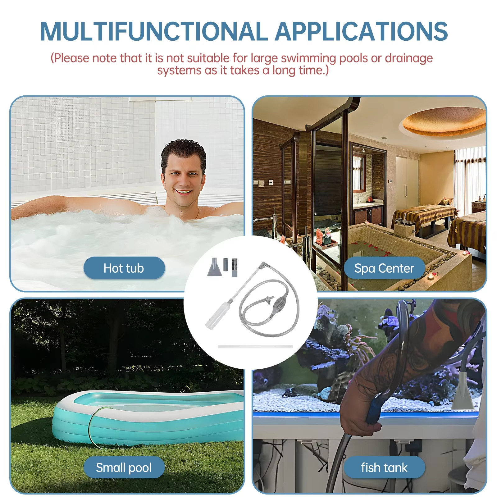 Hot Tub Vacuum Cleaner 10Ft Swimming Pool Vacuum Cleaner Manual Handheld Spa Vac