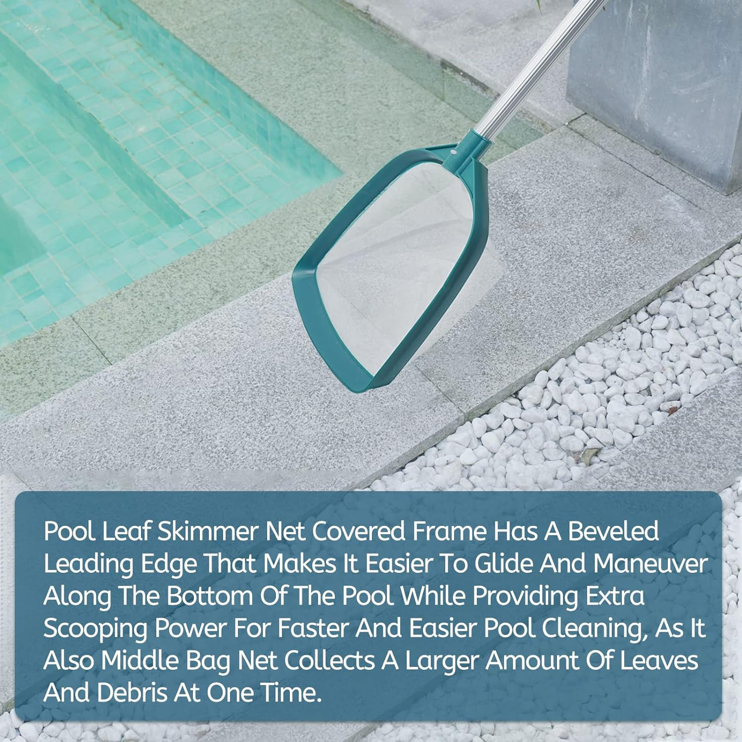 Upgrades Swimming Pool Leaf Net Skimmer Rake with Adjustable Aluminum Pole and N