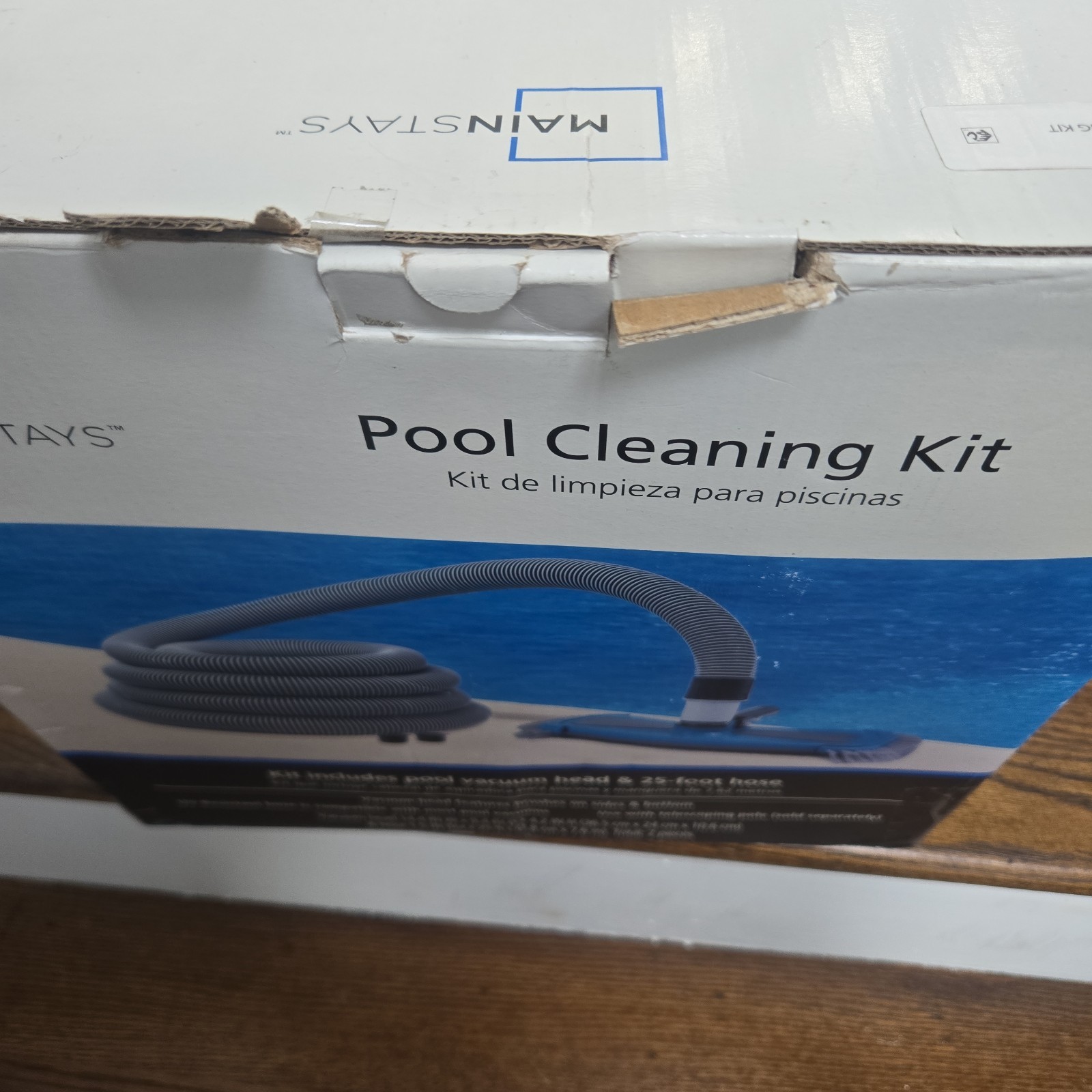 Mainstays Pool Vacuum Kit 2-Piece 25ft UVResistant Hose+Swivel Head 14.4 In W 9.