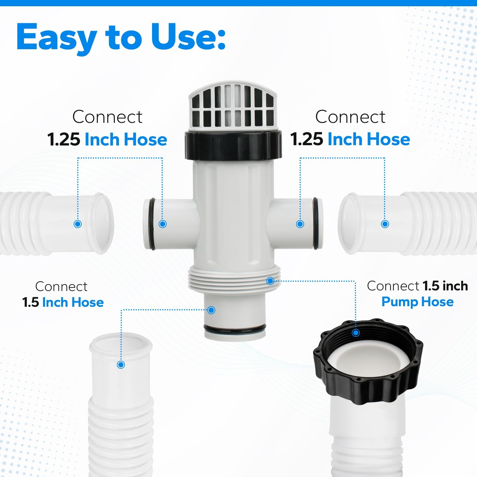 Pool Hoses for Intex Above Ground and Pump, 59 inches, Gray
