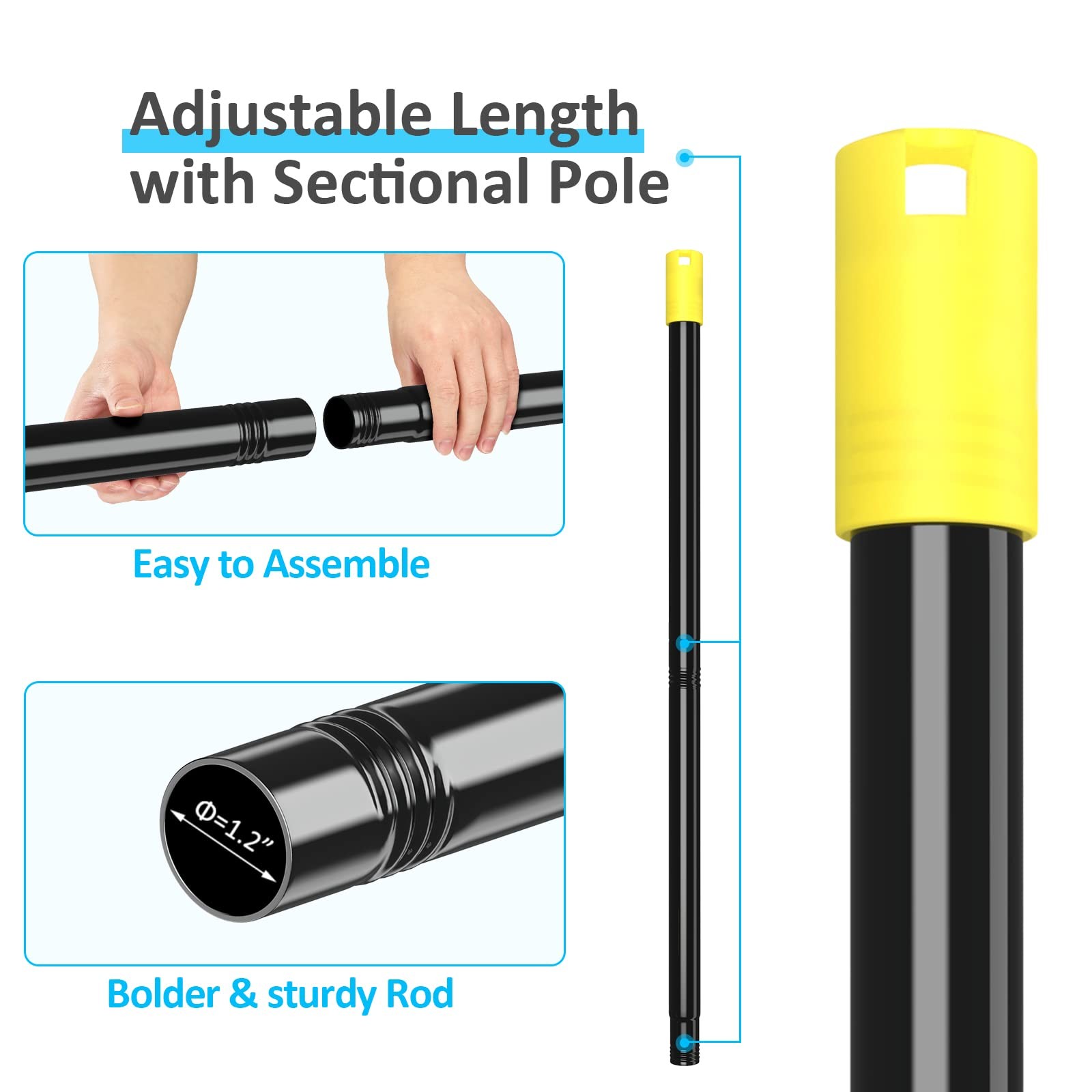 Pool Brush with Pole for Above Ground Pools, 18&Prime; Pool Cleaning Brush Head and…