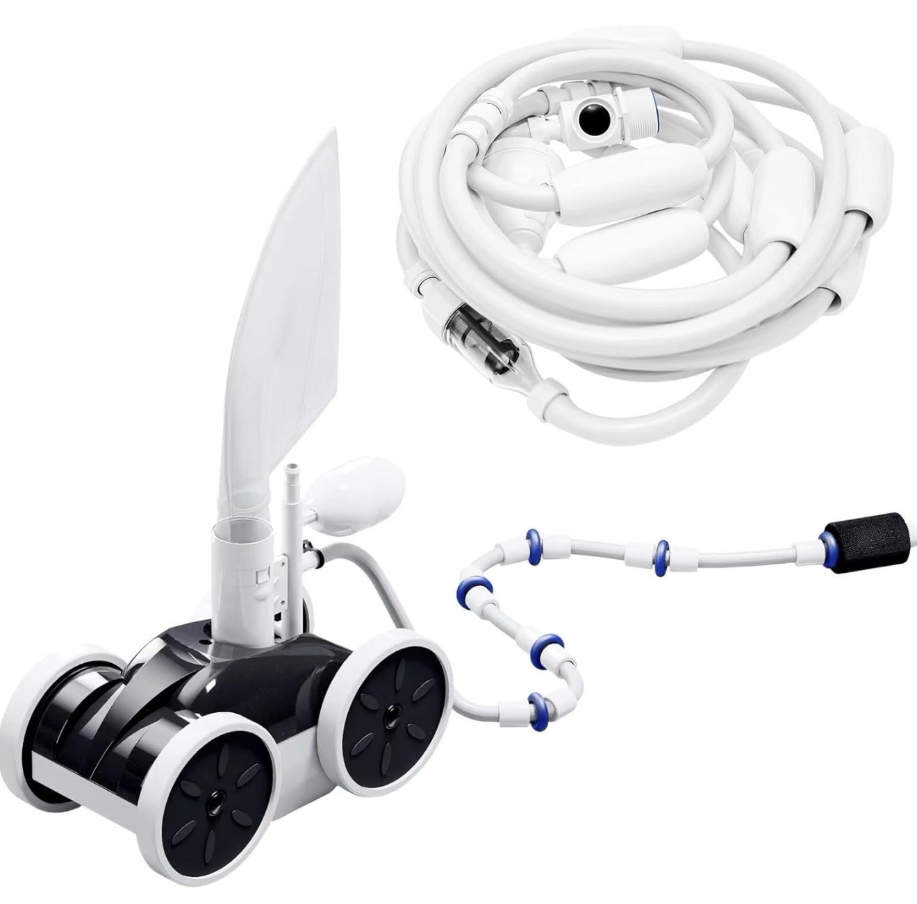 MAKHOON Pool Pressure Side Sweeper Cleaner for Swimming Pools 4-Wheel 4 Bar