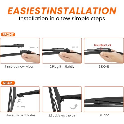 24&Prime; 18&Prime; 14&Prime; Wiper Blades Set for Mazda CX5 2017-2025/ CX9 2017-2023, Exact OEM