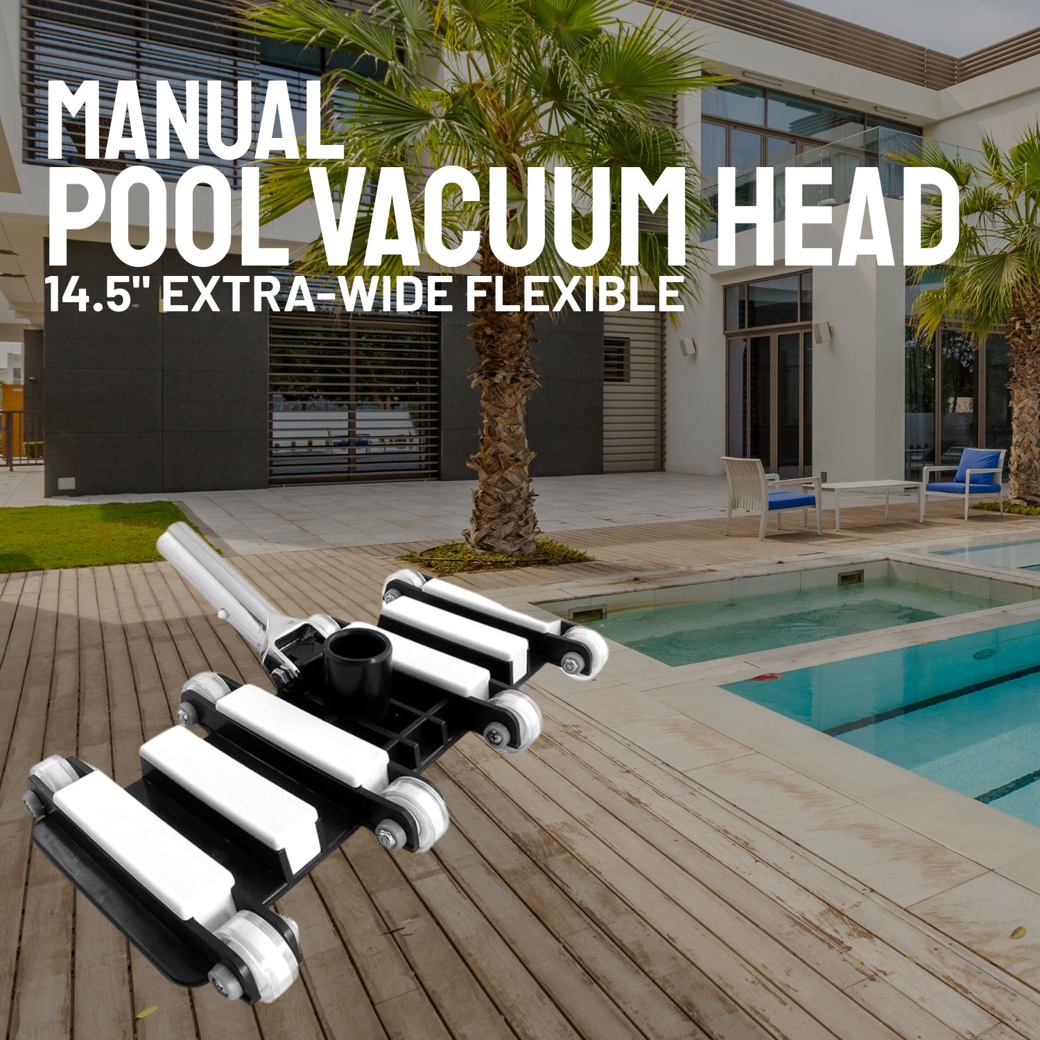 11051H Pooline Heavy-Duty 14&Prime; Vacuum Head With Six Weights & Bearing Wheels