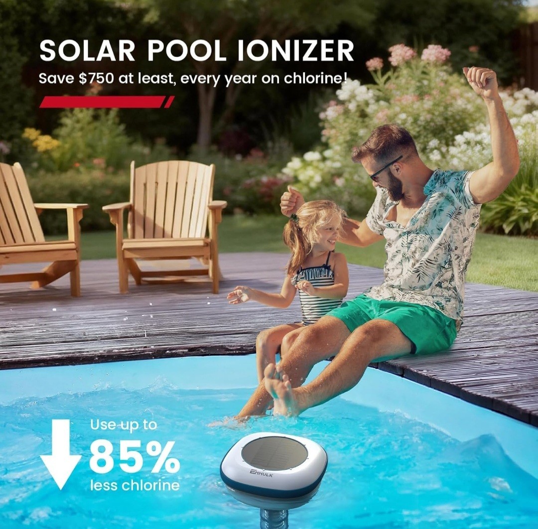 Enhulk PI25 Pro Solar Pool Ionizer NEW Up to 50k Gal Above Inground Copper Anode