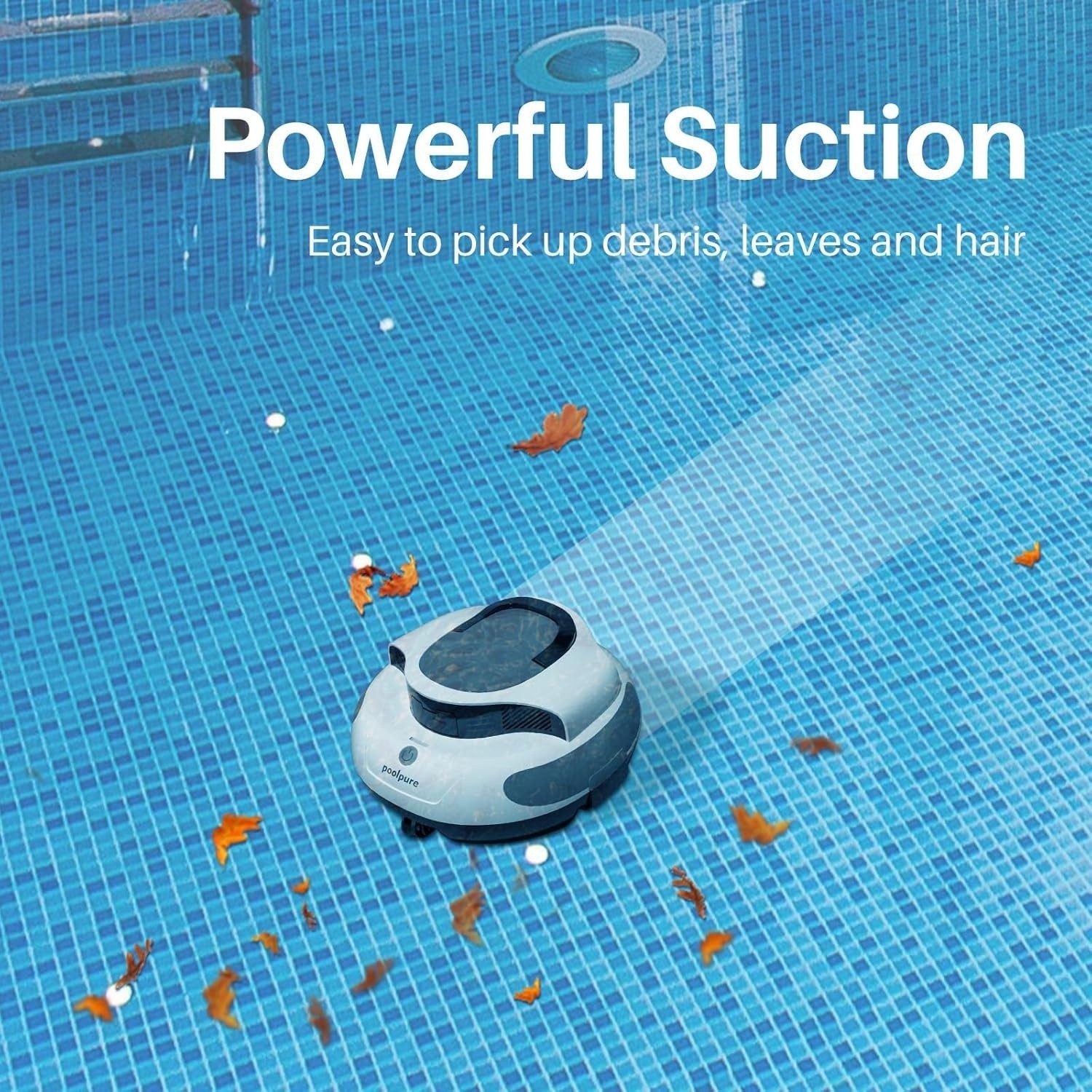 Cordless Robotic Pool Cleaner with Dual 35W Motors, 110Min Runtime, Waterproof