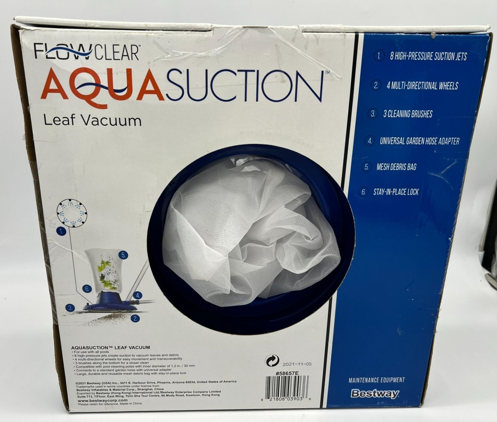 NIB Bestway 58657E-BW Flowclear High Power AquaSuction Pool and Leaf Vacuum