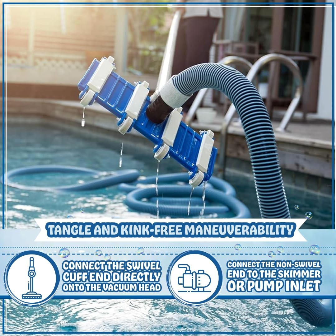 Poolzilla 1.5&Prime;x30&prime; Spiral Wound EVA Pool Vacuum Hose w/ Swivel Cuff