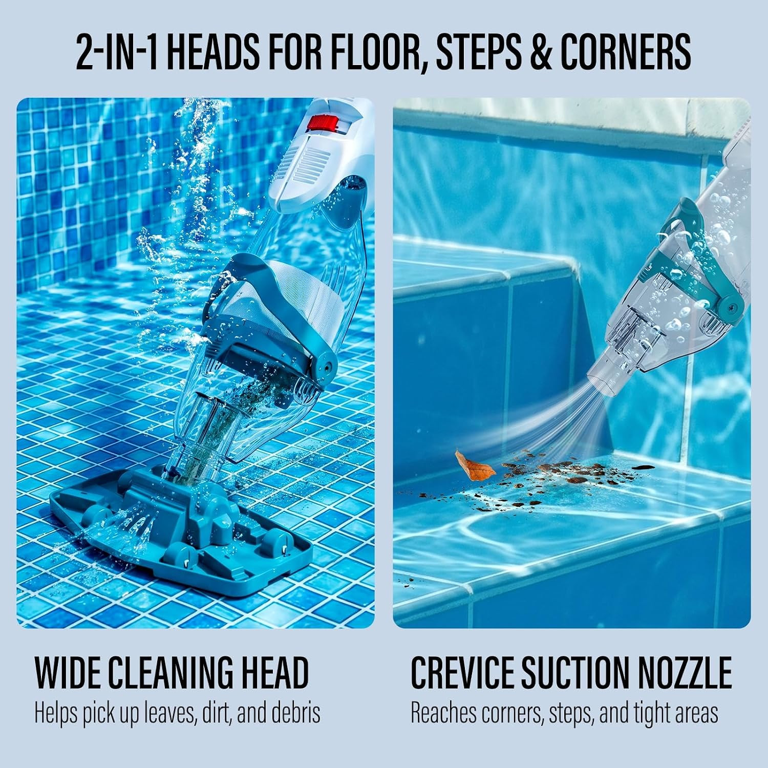 2026 Upgraded Cordless Pool Vacuum for above Ground Pools, Dual Modes High-Flow/