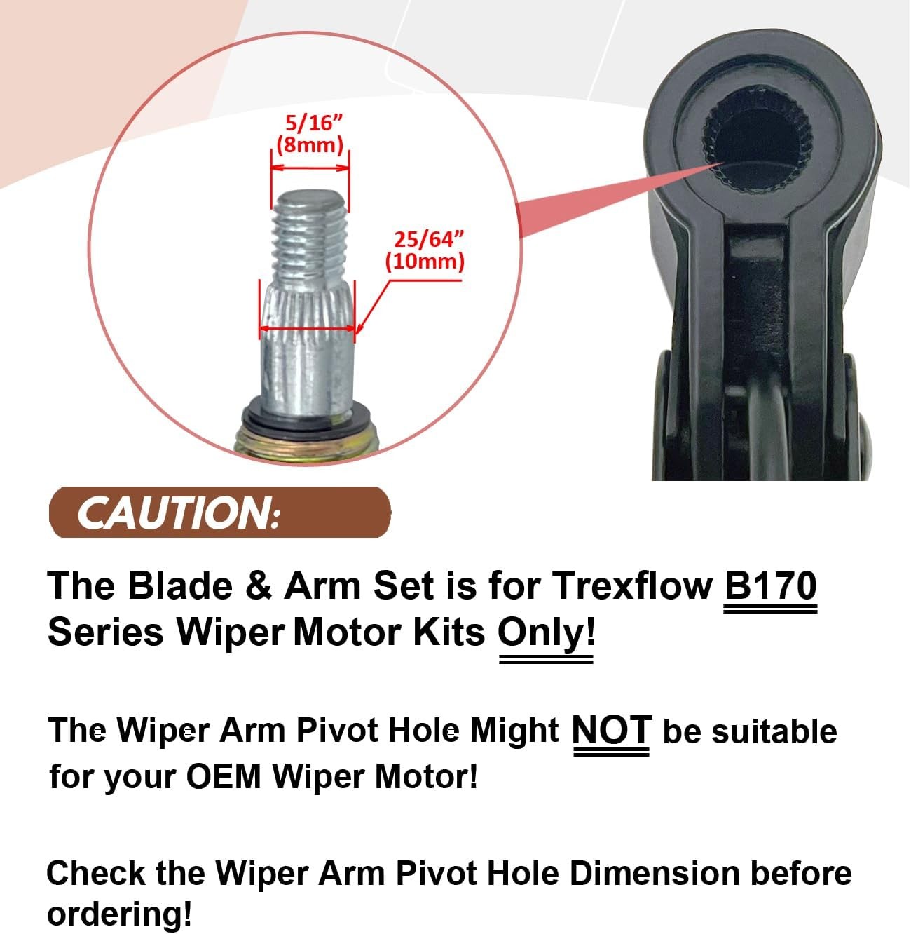 Wiper Arm and Wiper blade set for B170 series Wiper Motor fits for Polaris RZR