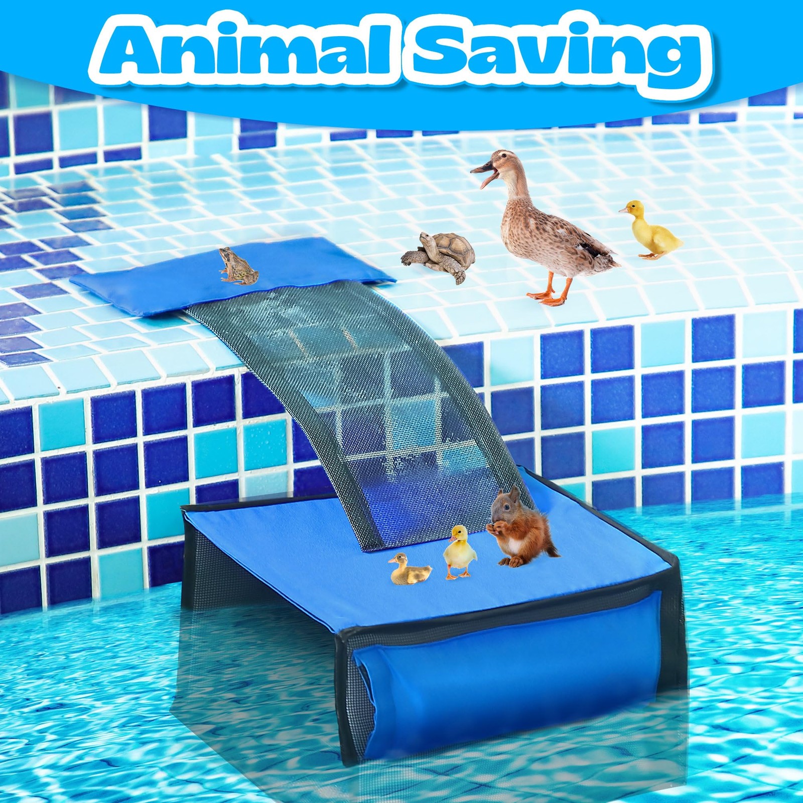 Pool Leaf Skimmer with Escape Ramp, Floating Net Cleaner for Above Ground Pools