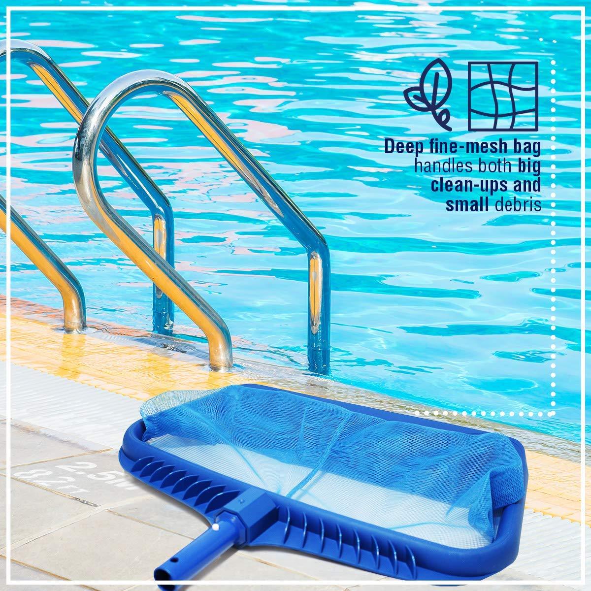 Pool Skimmer Net Heavy Duty Leaf Rake Cleaning Tool Fine Mesh Net Bag Catcher